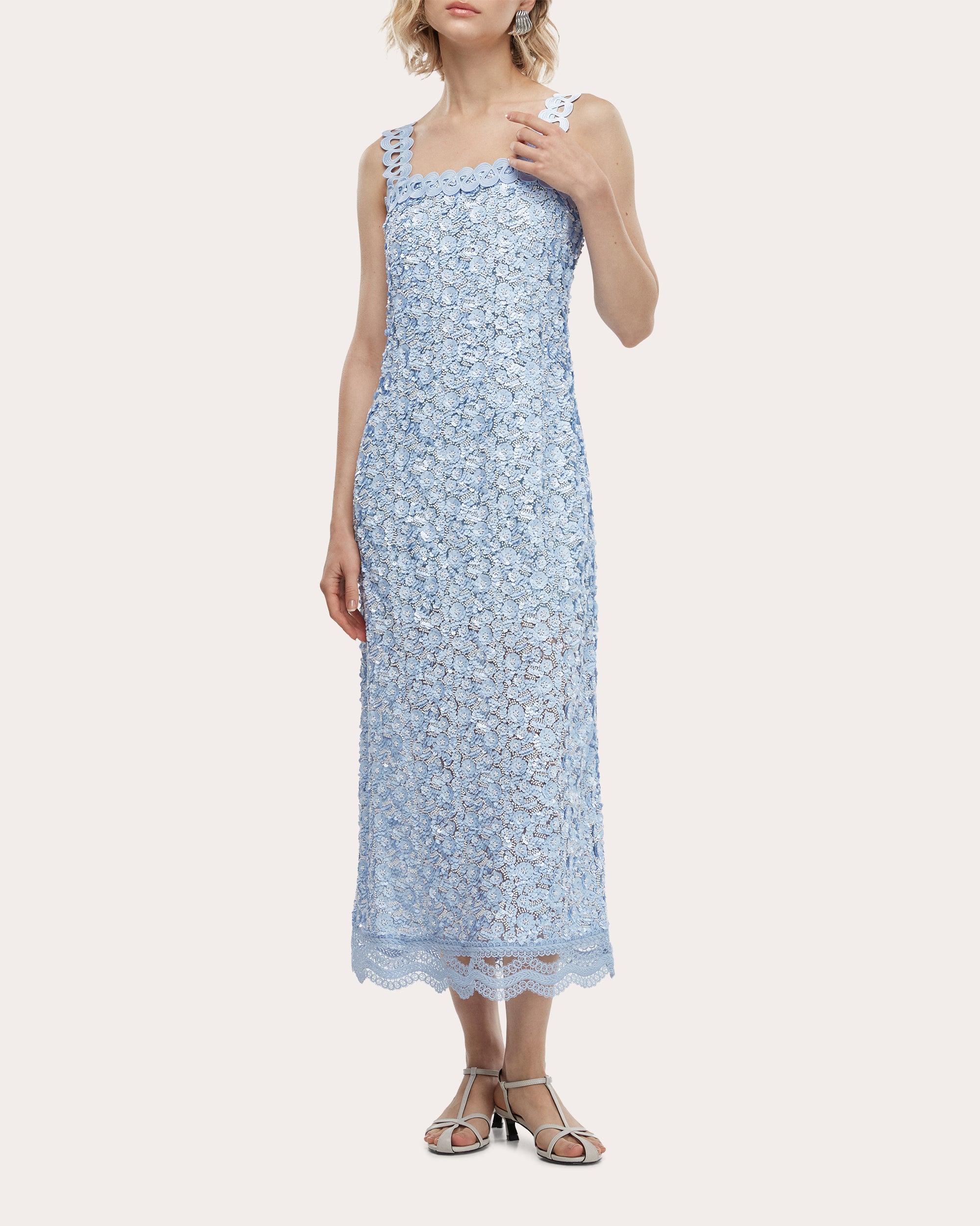 Centella Embroidered Floral Sequin Maxi Dress