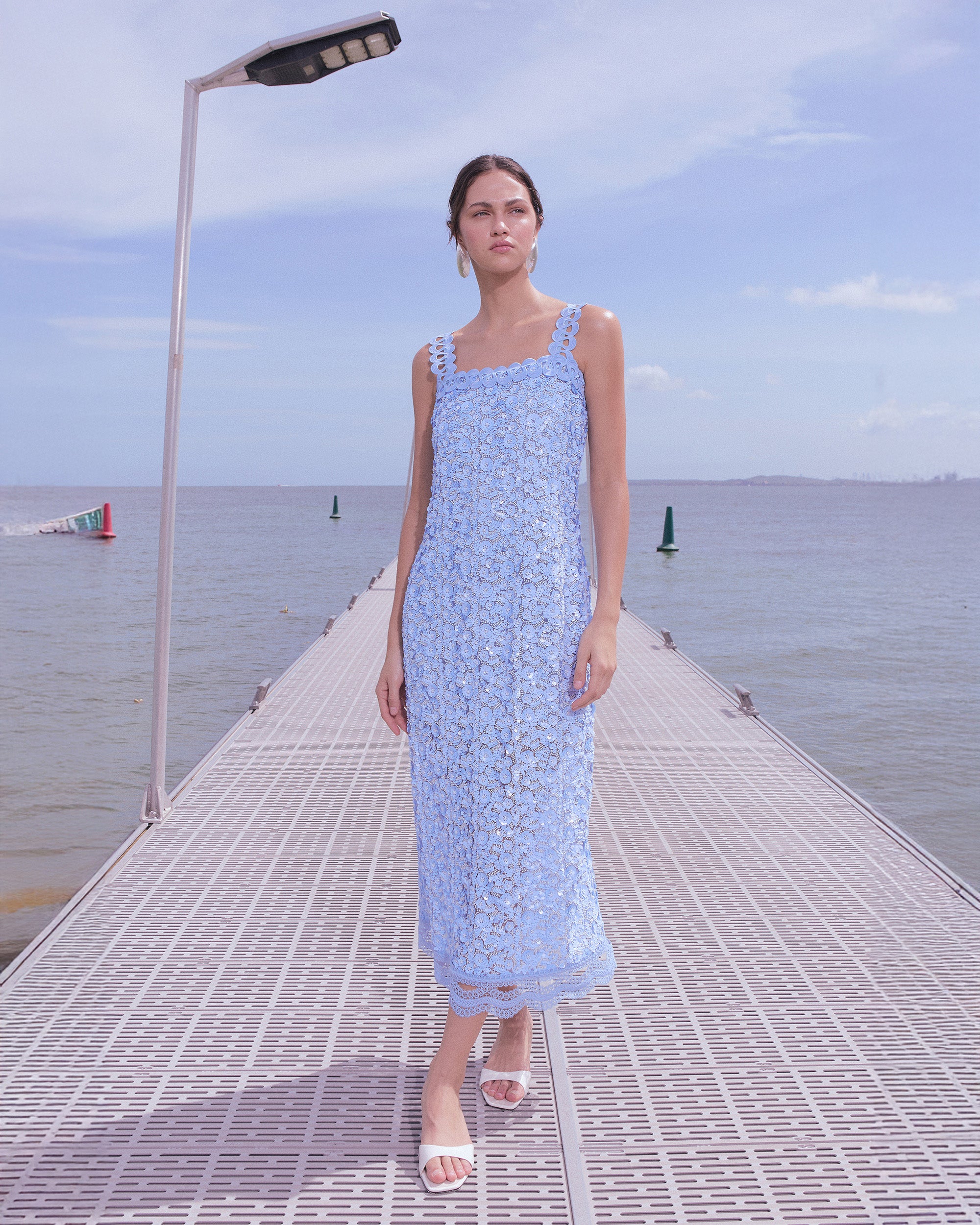 Centella Embroidered Floral Sequin Maxi Dress