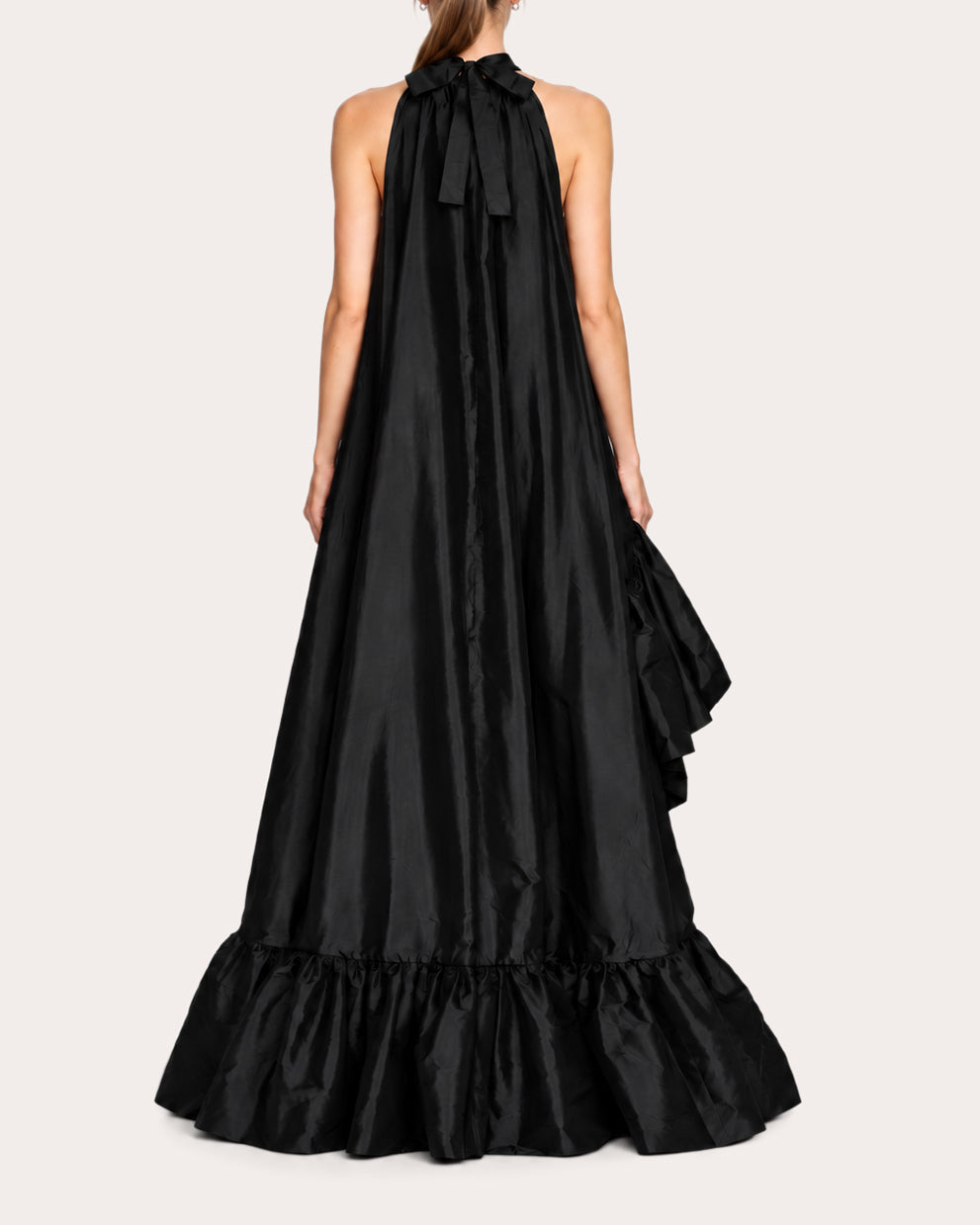 Lucas Taffeta Asymmetric Ruffle Gown