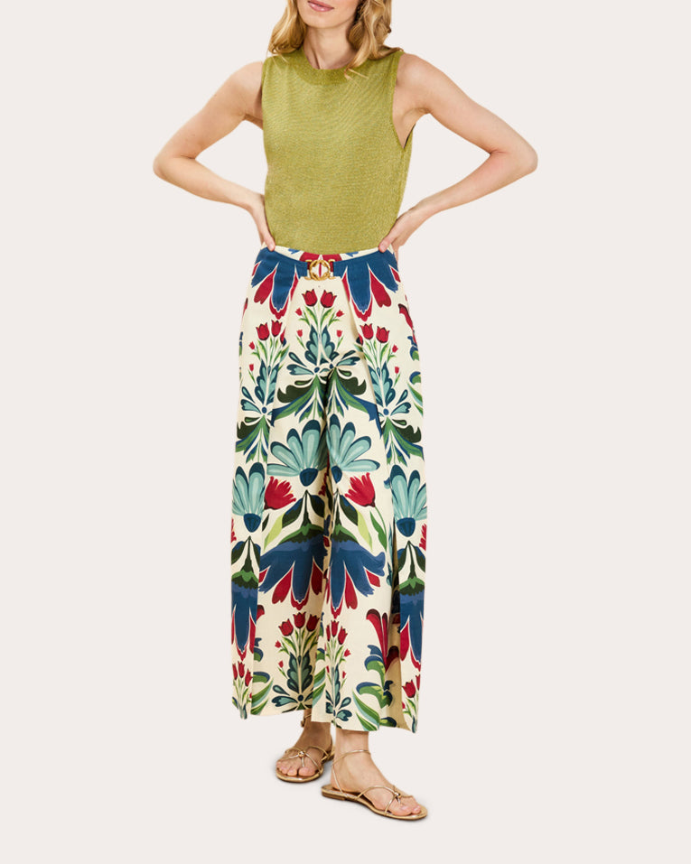Chloe Floral Buckle Wrap Pants