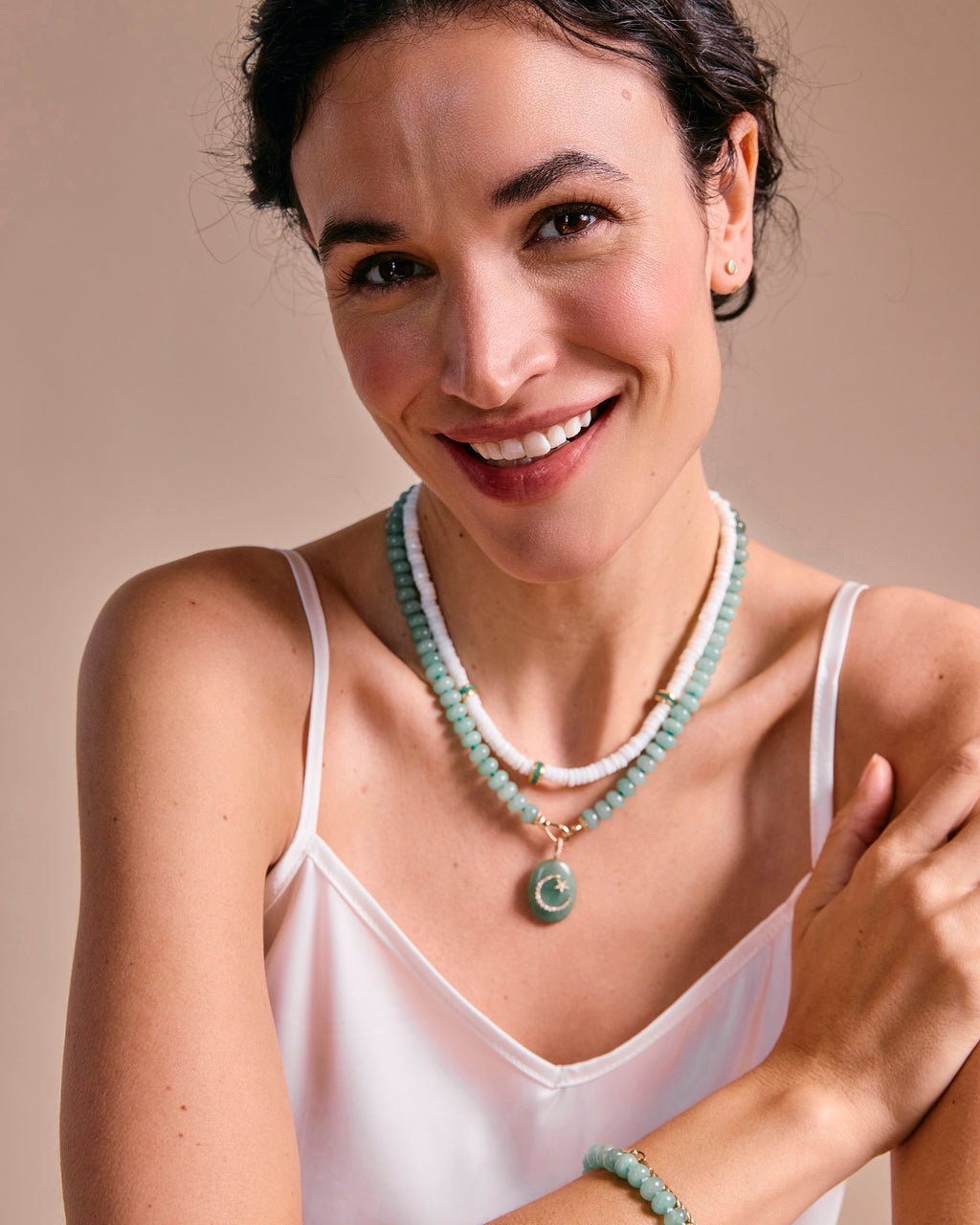 Green Aventurine Rondelle Beaded Necklace