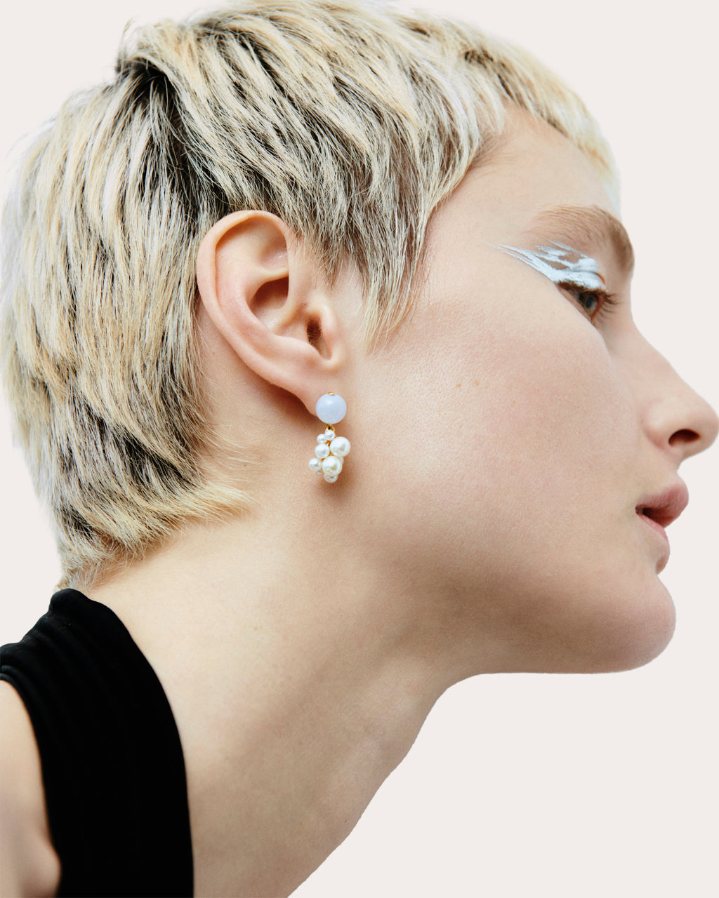 Sterling Silver Freshwater Pearl and Blue Lace Agate Earrings