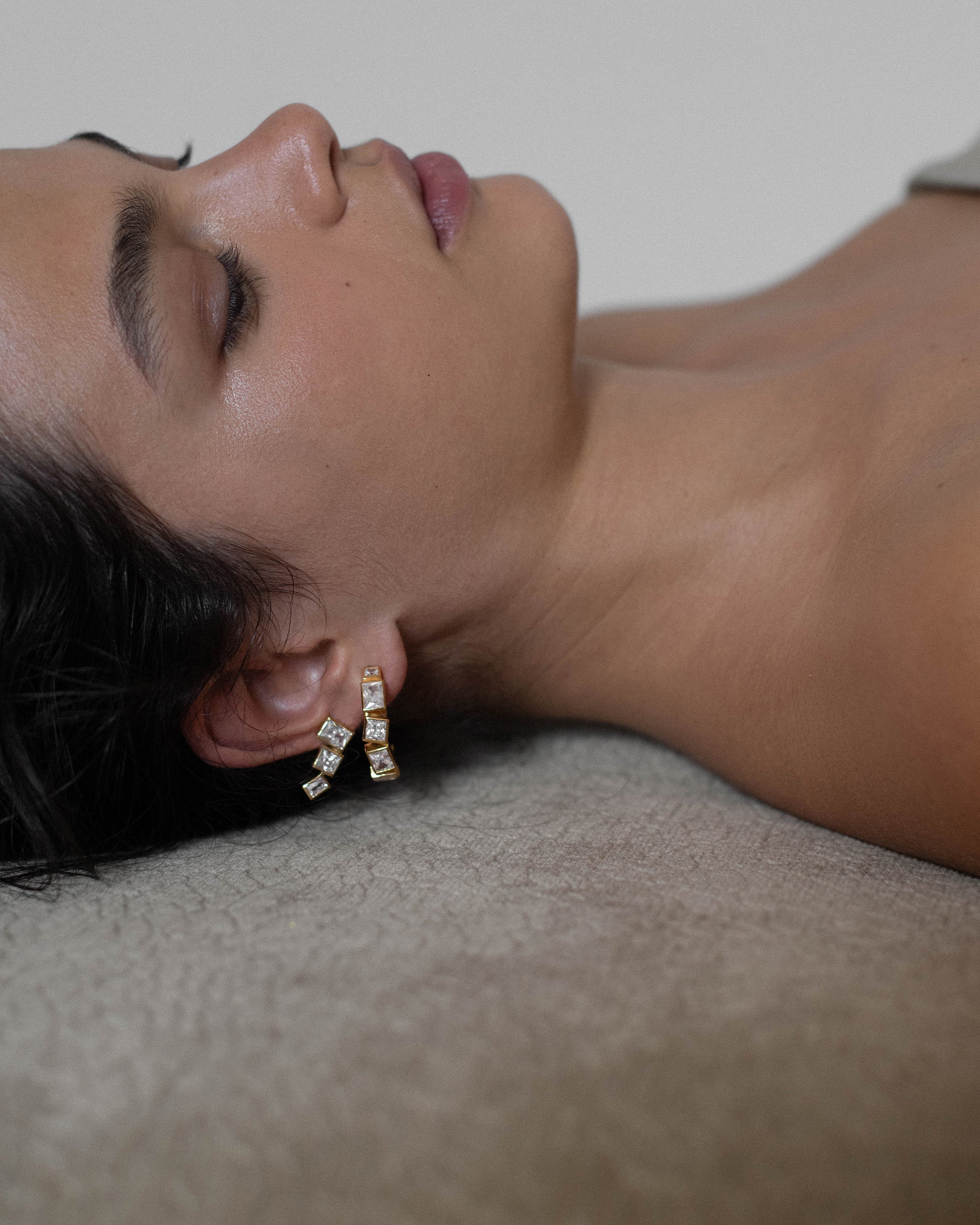 18K Gold-Plated Cubic Zirconia Hoop Earrings