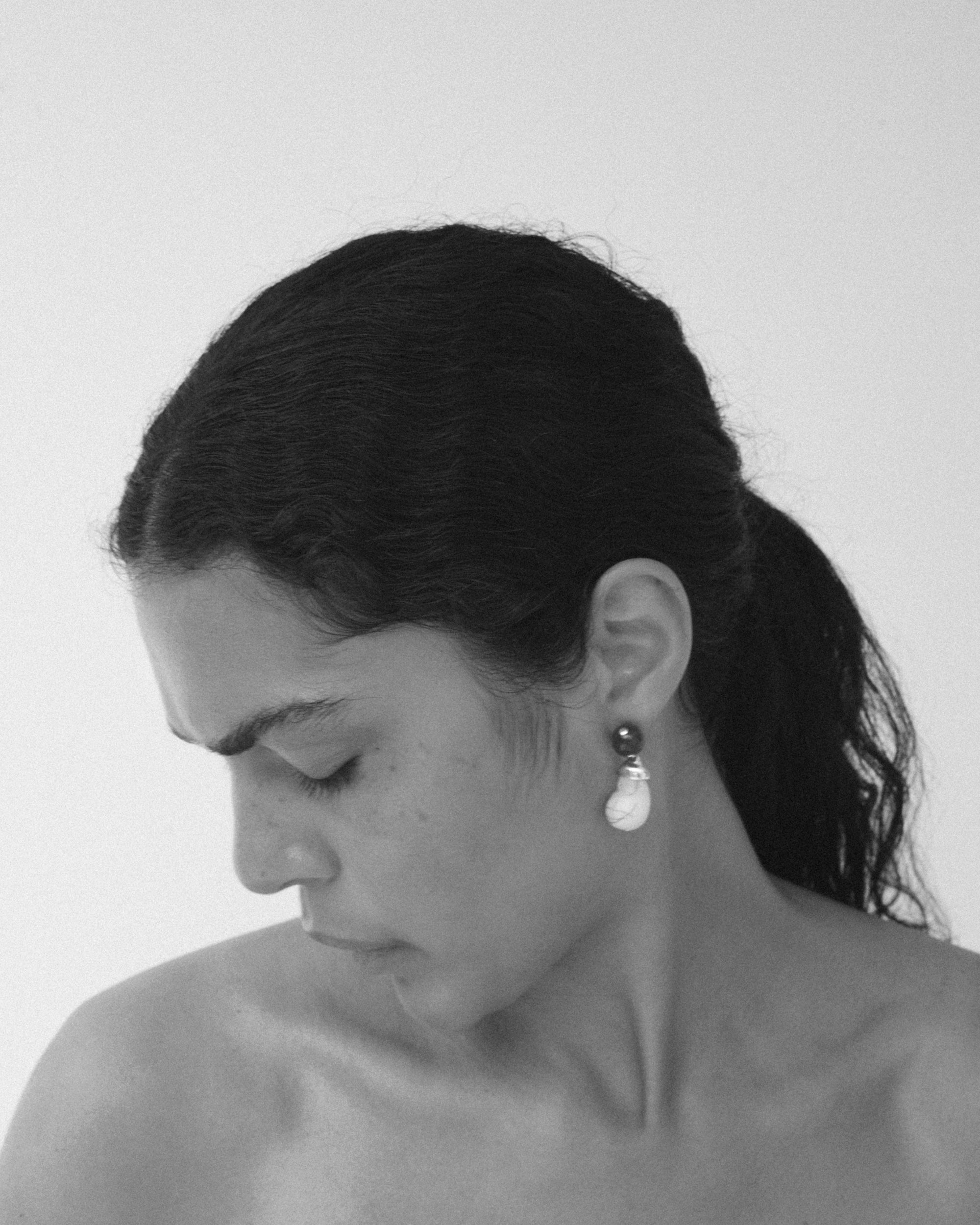 Pink Resin & Red Lace Agate Organic Drop Earrings