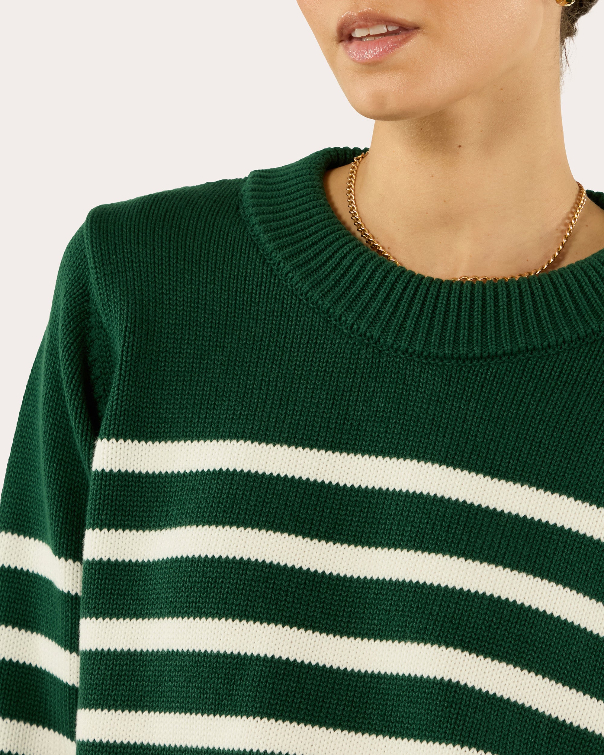 Devon Stripe Cotton Crewneck Sweater