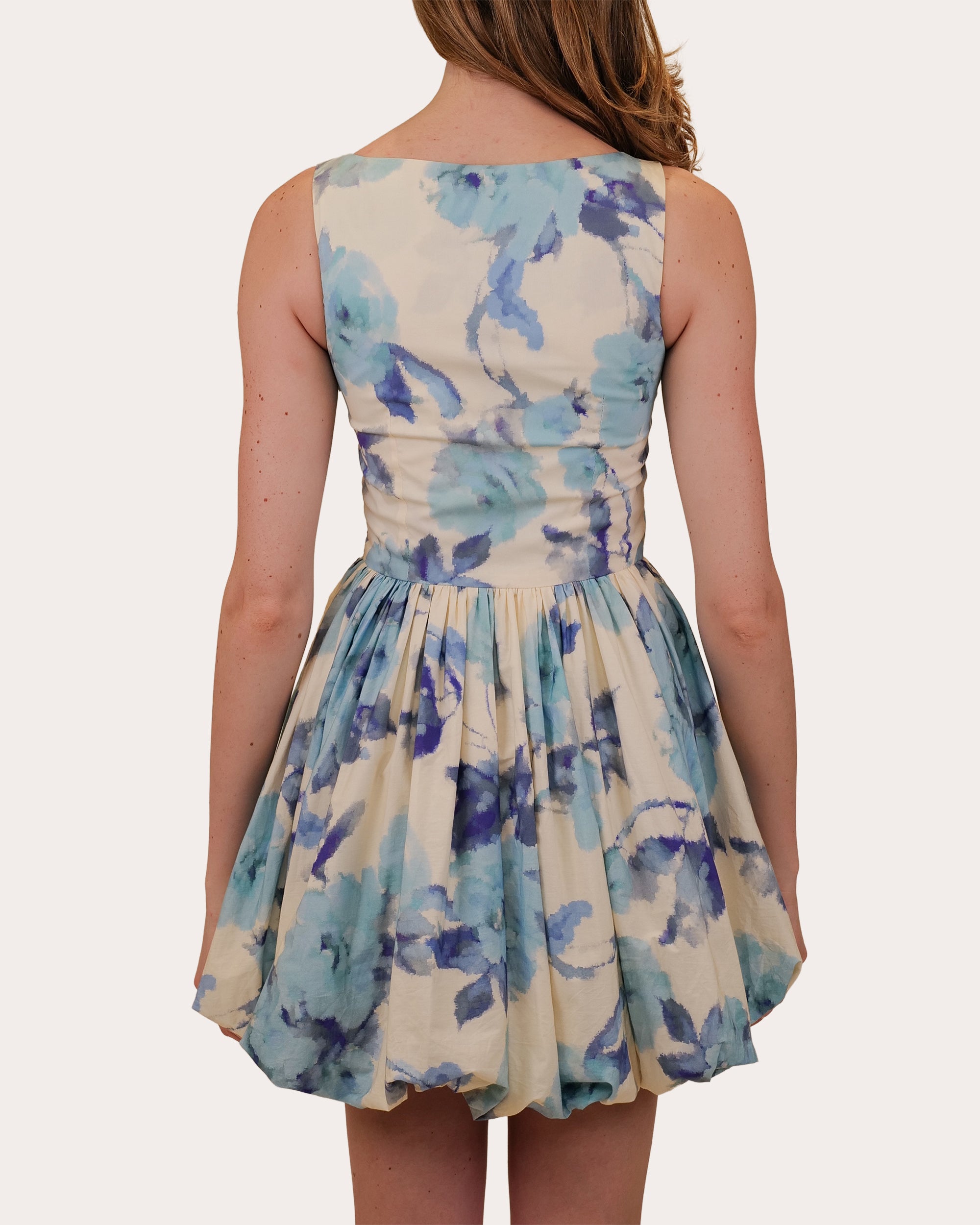 Anaya Floral Cotton Poplin Gathered Bubble Mini Dress