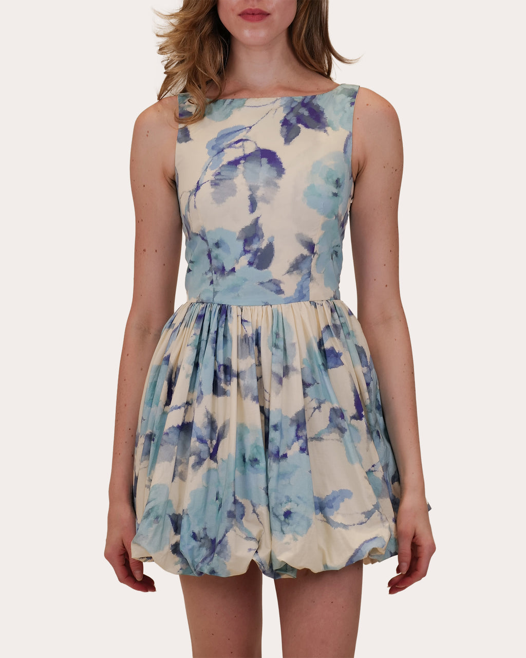 Anaya Floral Cotton Poplin Gathered Bubble Mini Dress