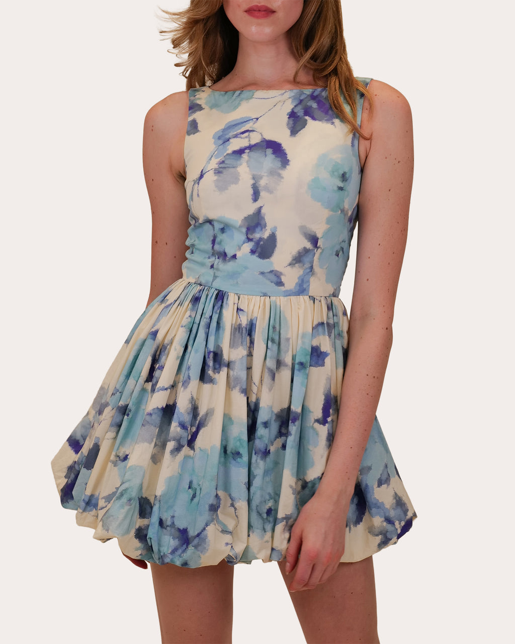 Anaya Floral Cotton Poplin Gathered Bubble Mini Dress