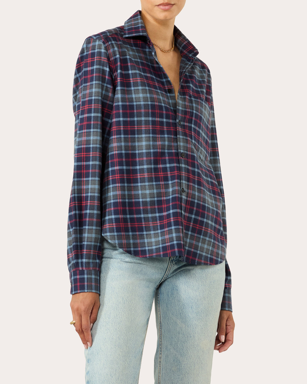 The Classic Brushed Plaid Cotton Wool Button-Up