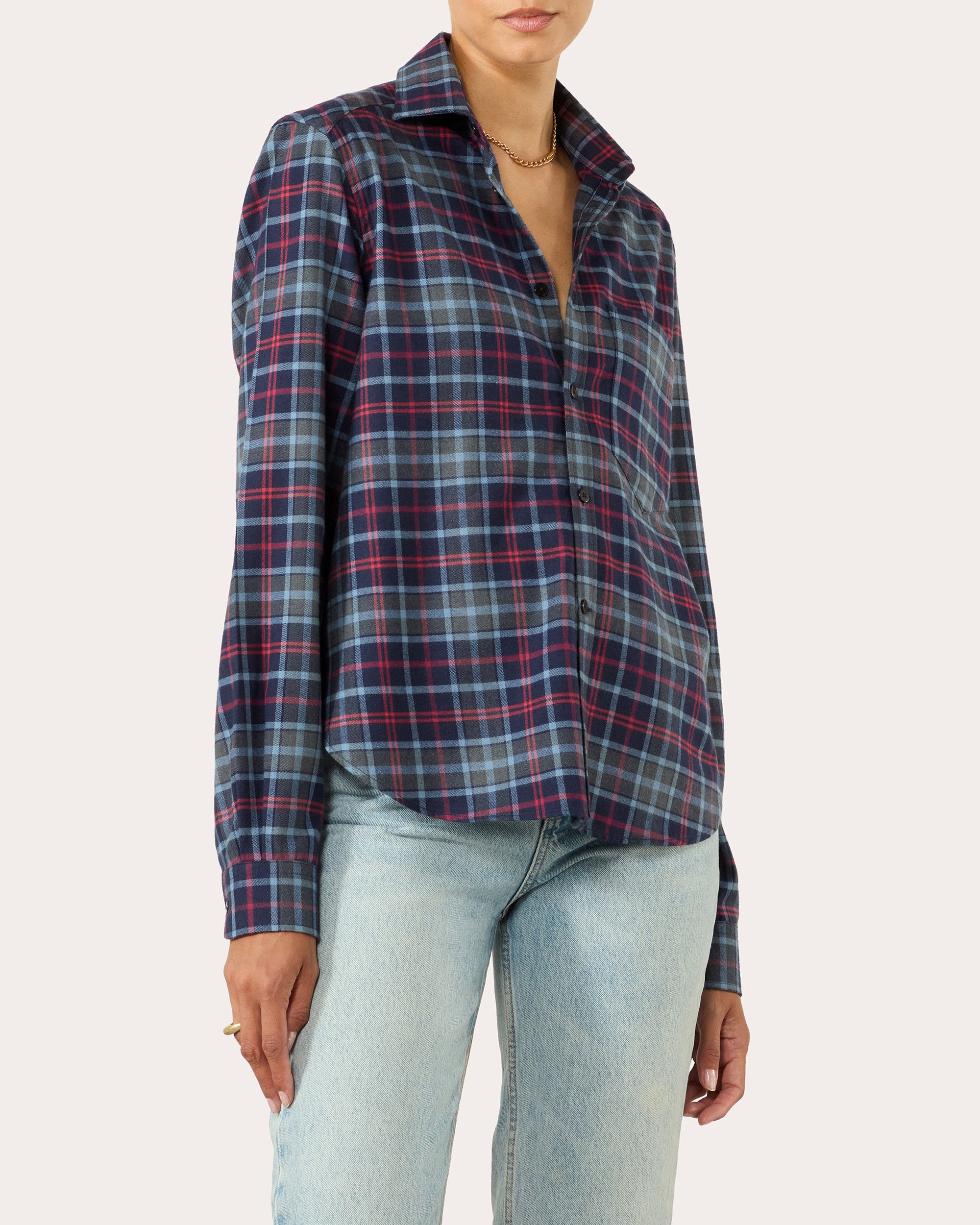 The Classic Brushed Plaid Cotton Wool Button-Up