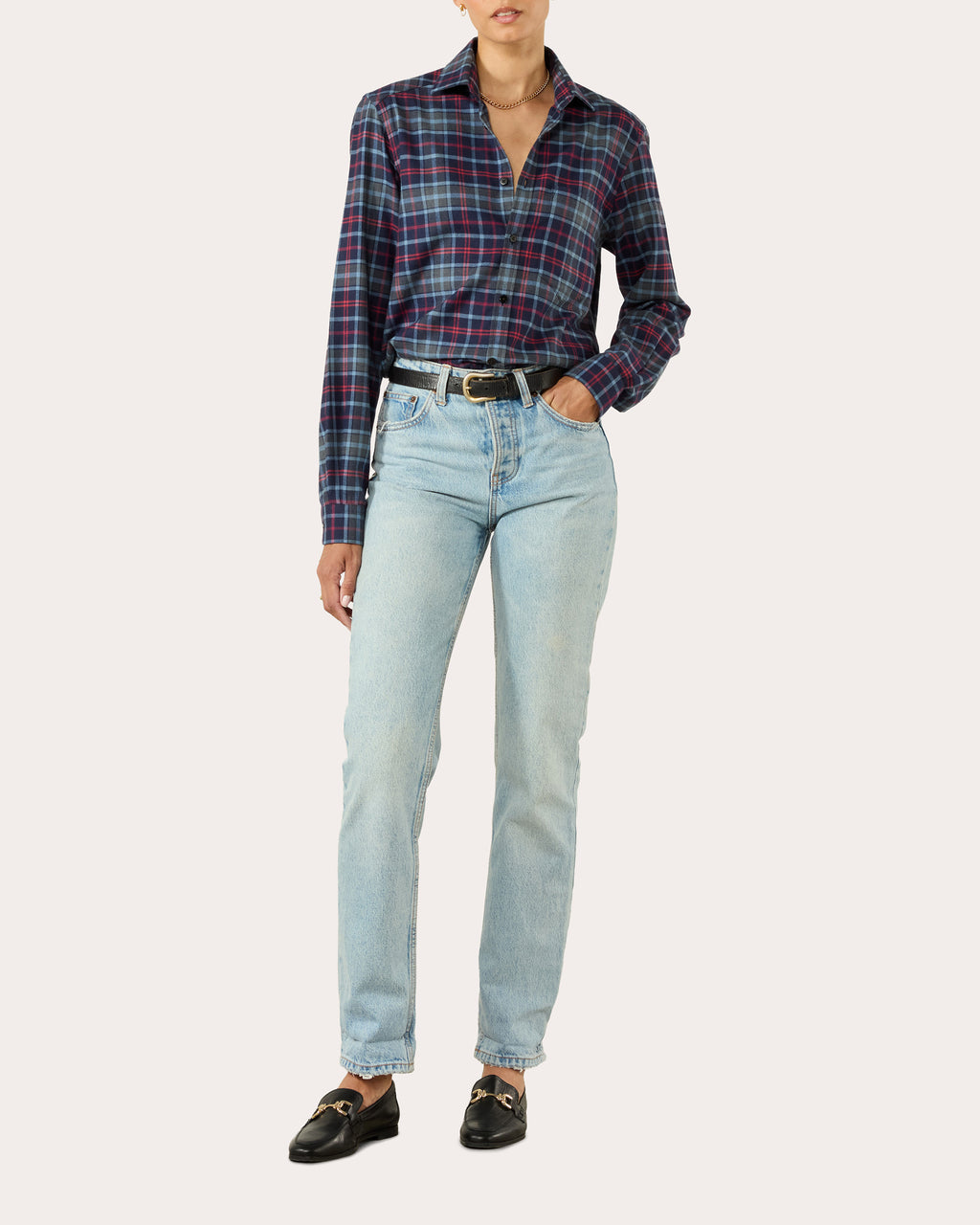 The Classic Brushed Plaid Cotton Wool Button-Up
