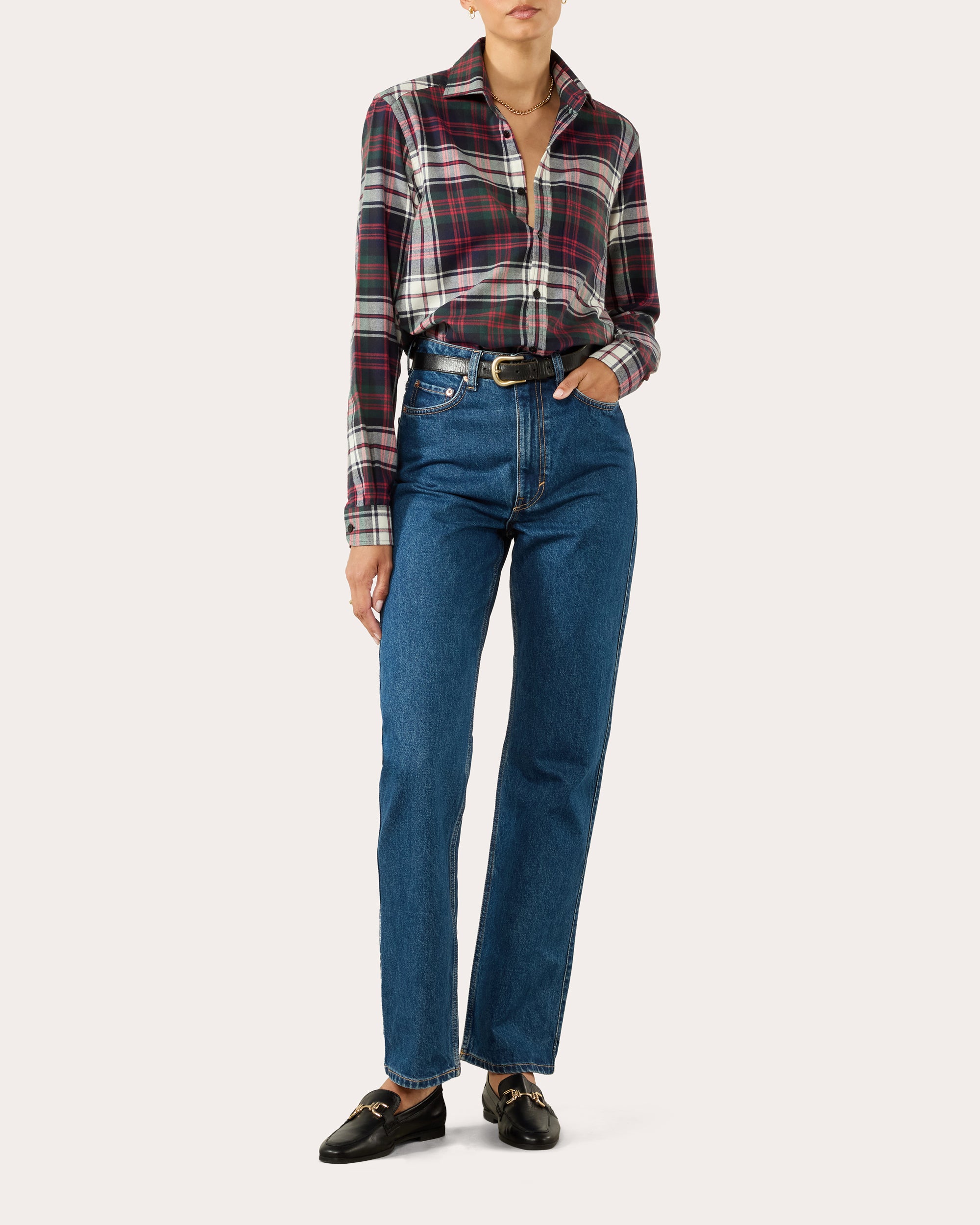 The Classic Brushed Plaid Cotton Wool Button-Up