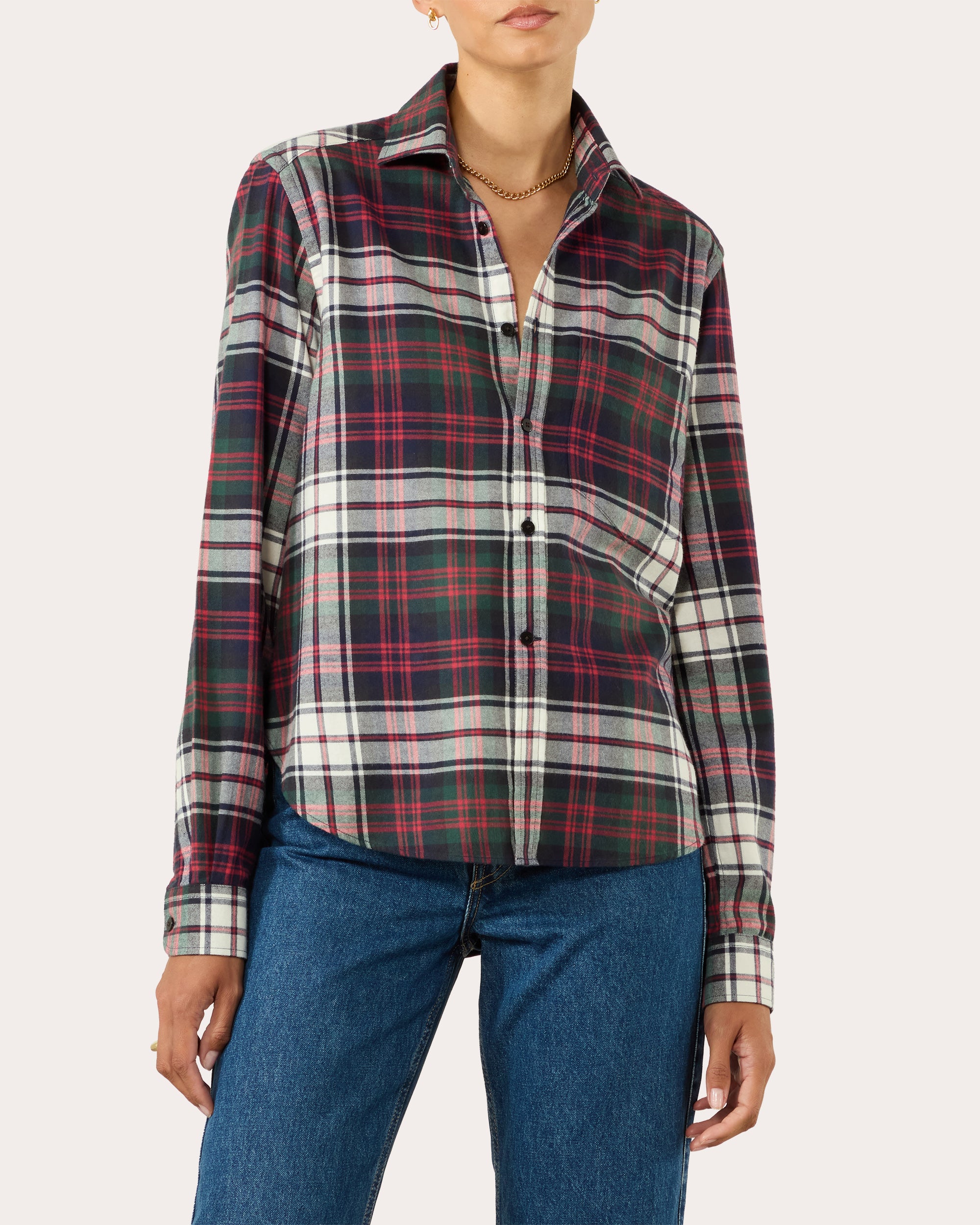 The Classic Brushed Plaid Cotton Wool Button-Up