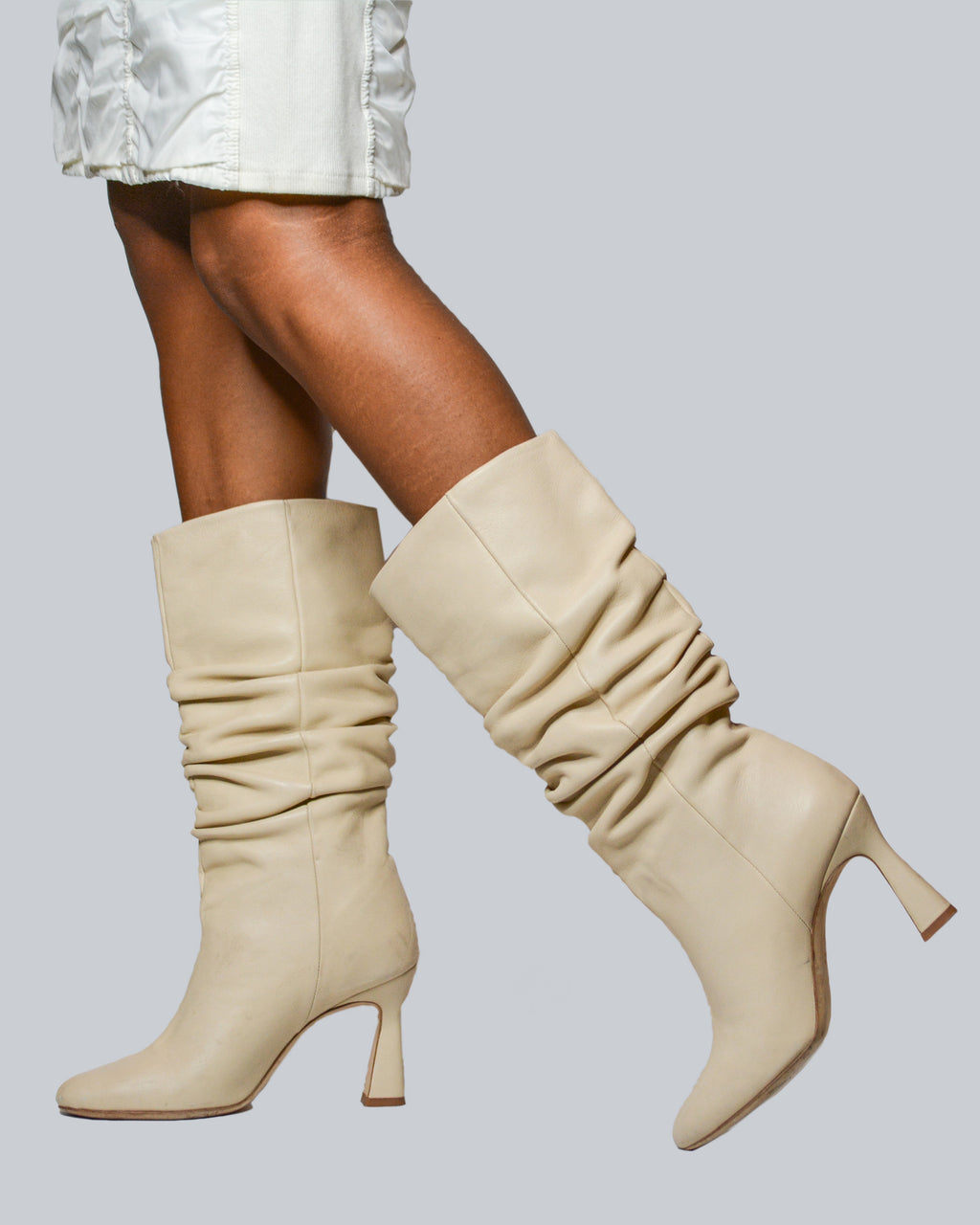 Squeen Ruched Leather Boot