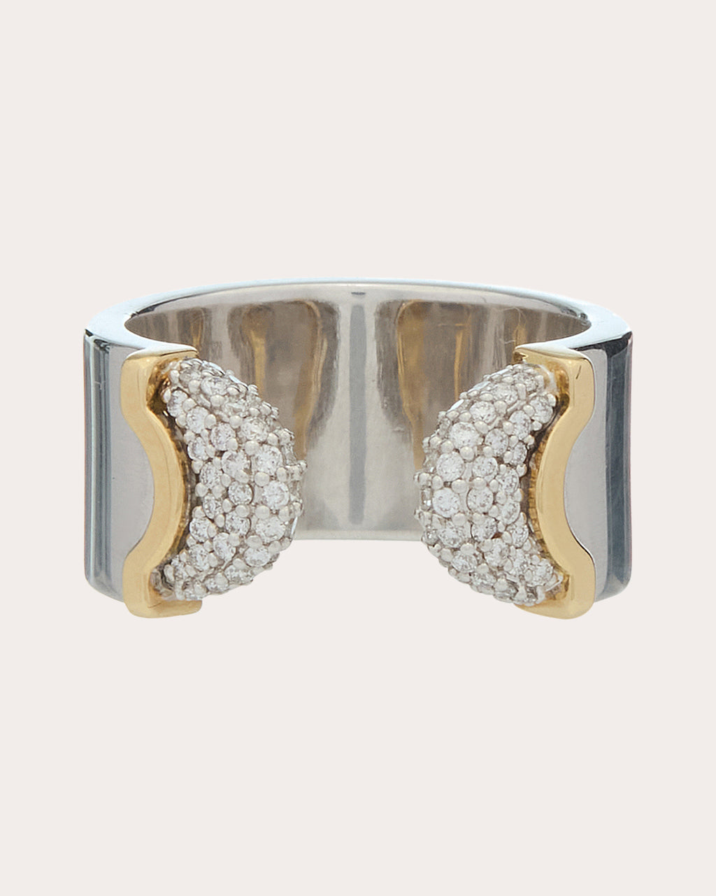Diamond Two-Tone Doppia Luna Ring