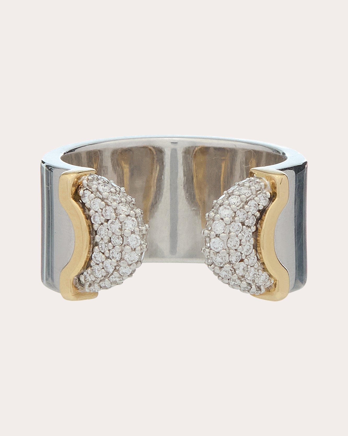 Diamond Two-Tone Doppia Luna Ring