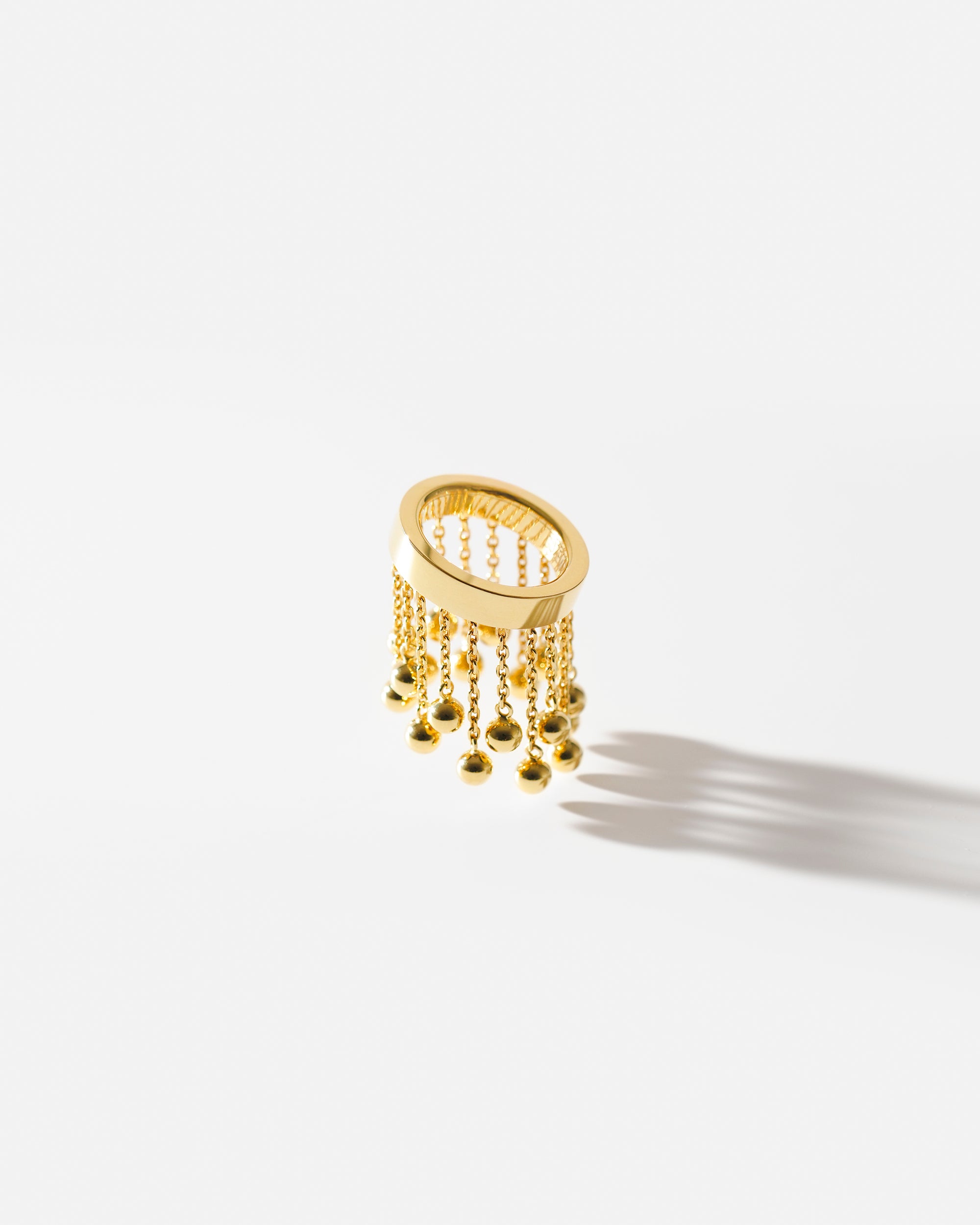 18k Gold Orbs Chainfall Ring
