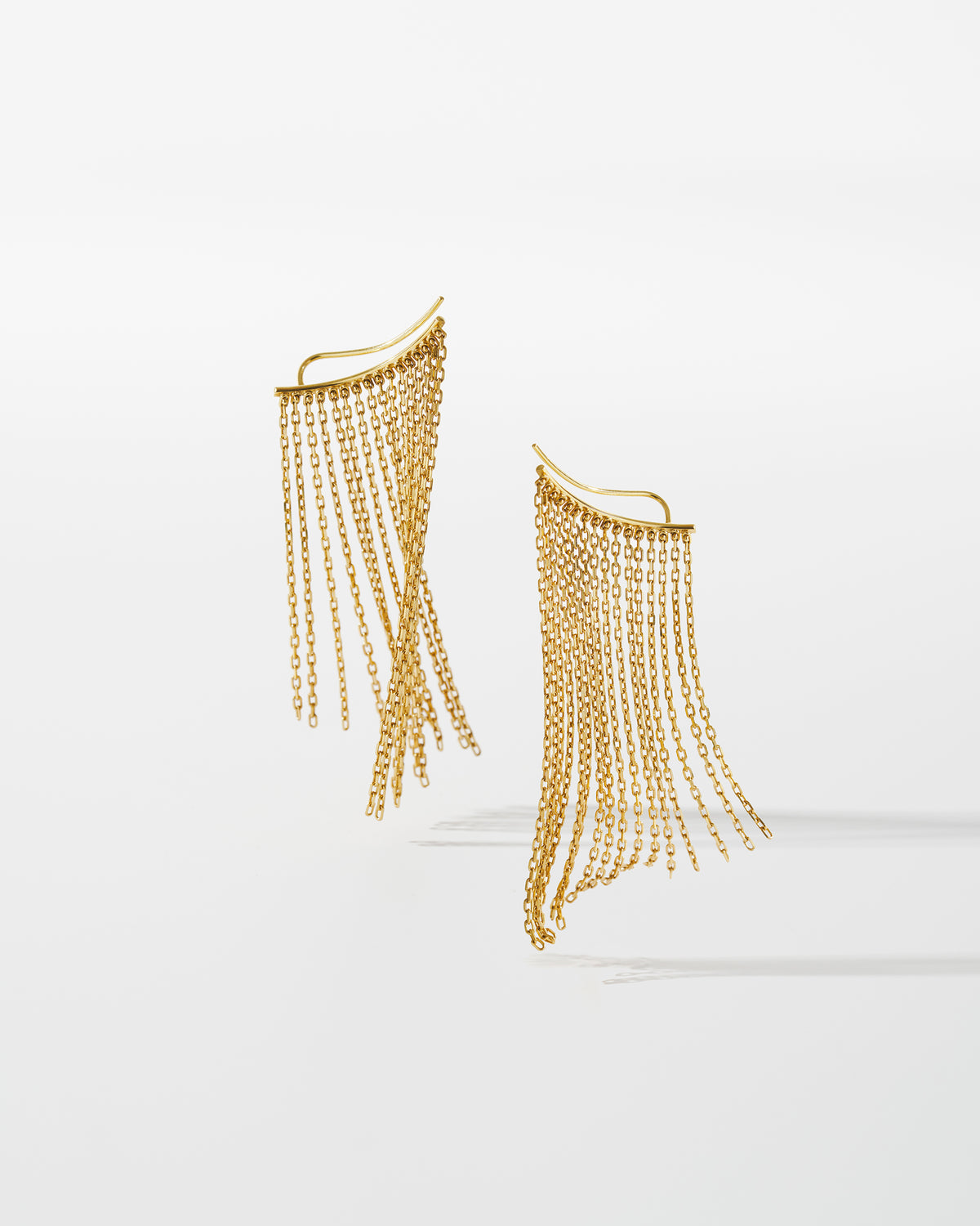 18k Gold Mid Chainfall Ear Climbers