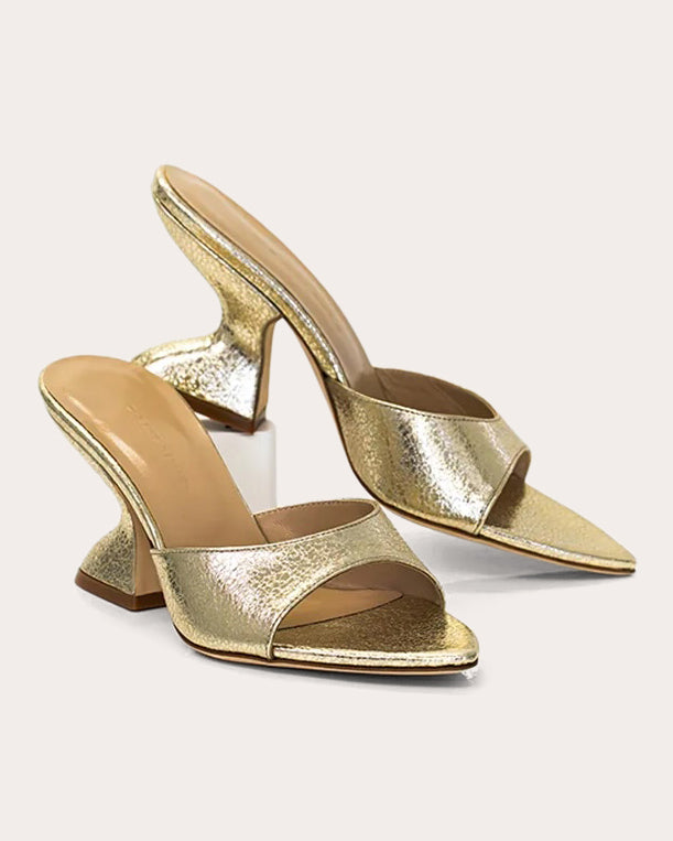 Kira Metallic Wrinkled Leather Sandal