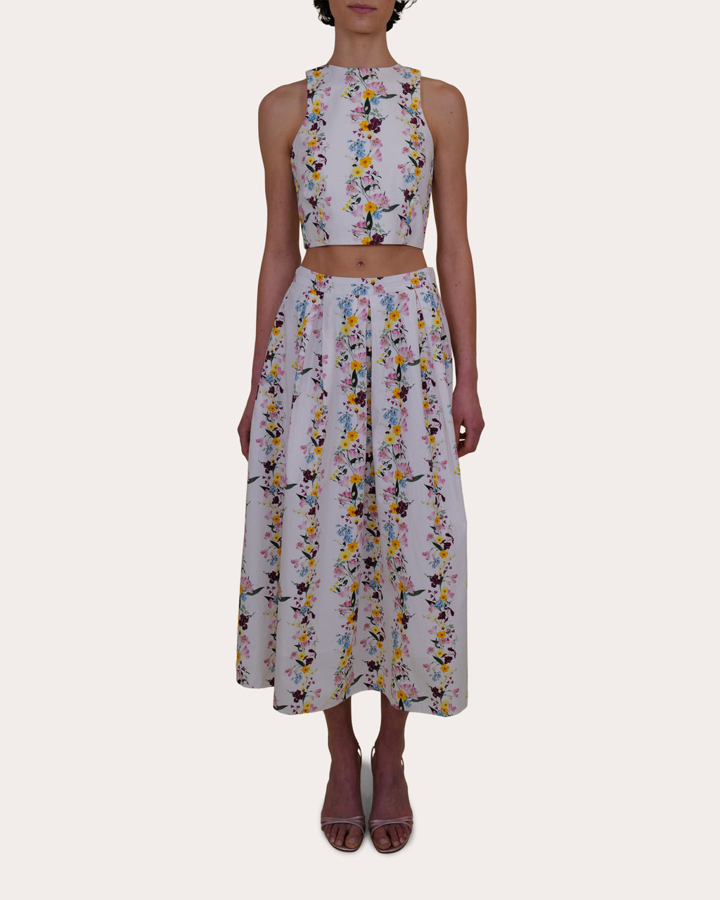 Lina Floral Cotton Poplin Crop Top