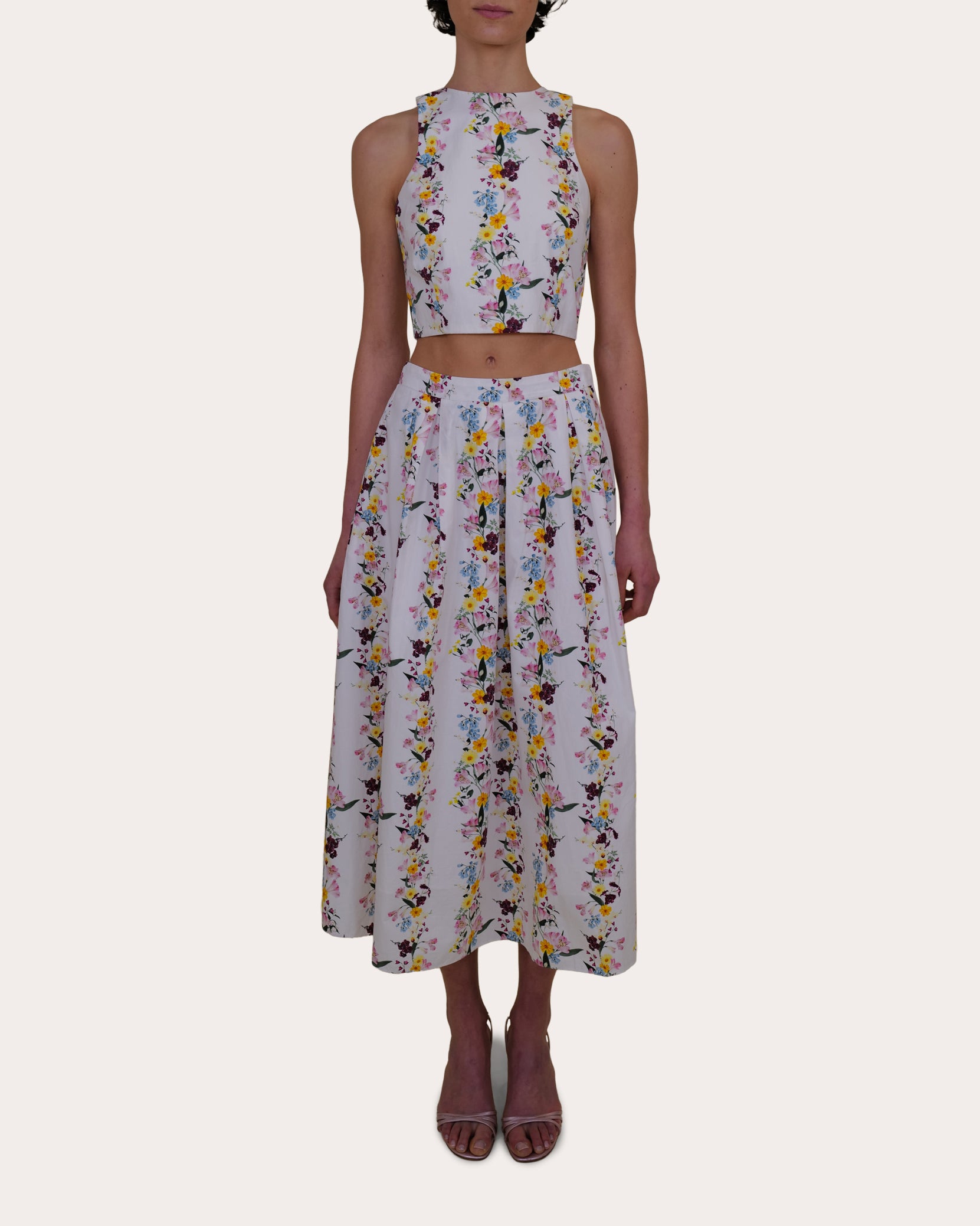 Lina Floral Cotton Poplin Crop Top