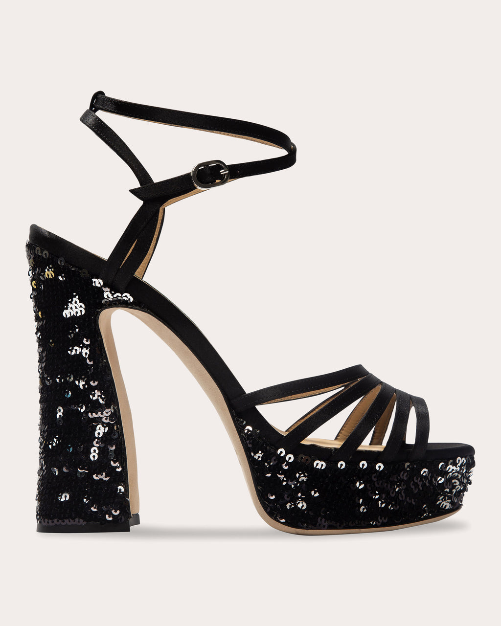 Tems Sequin-Embellished Satin Platform Sandal