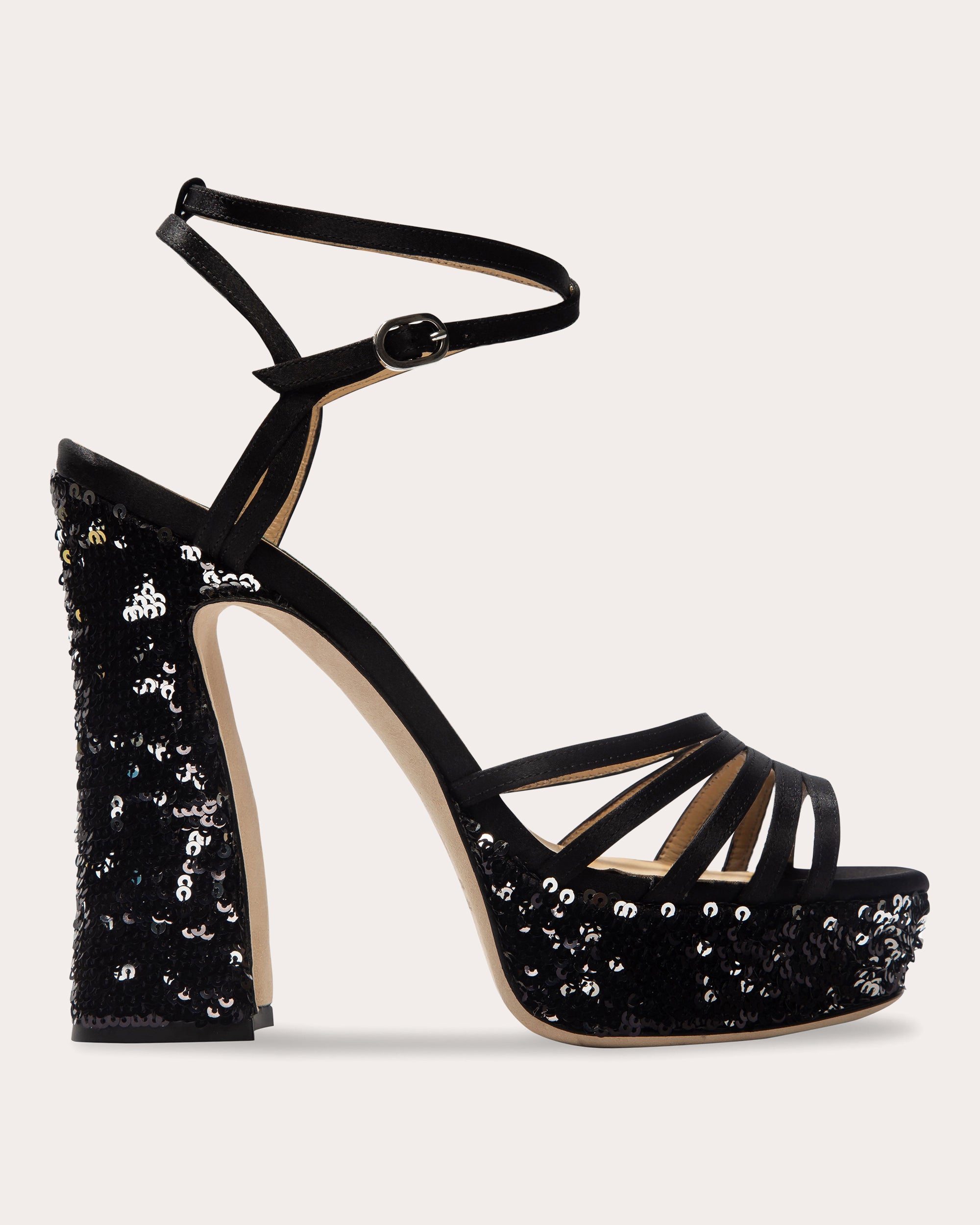 Tems Sequin-Embellished Satin Platform Sandal