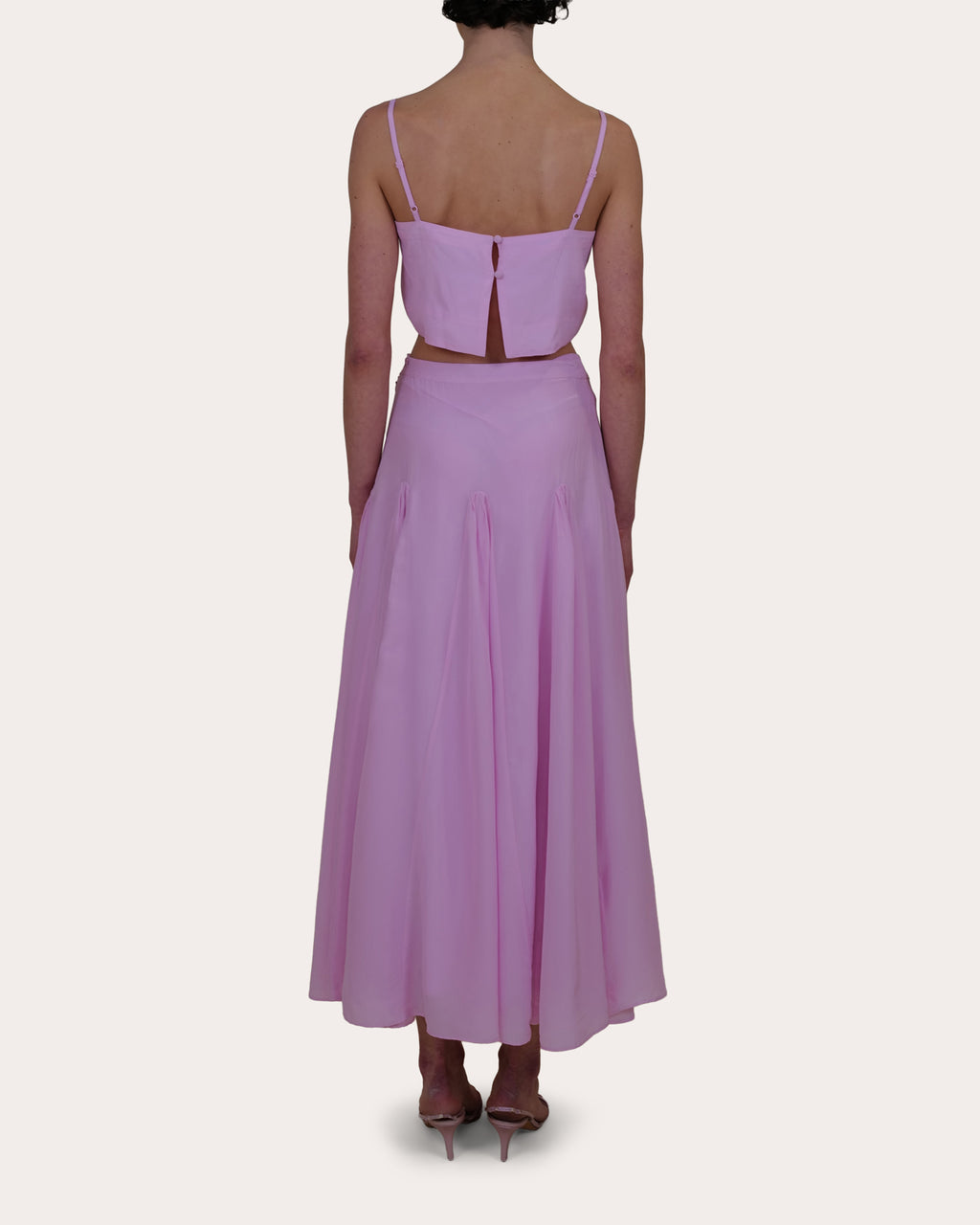 Sienna Crepe de Chine Godet Midi Skirt