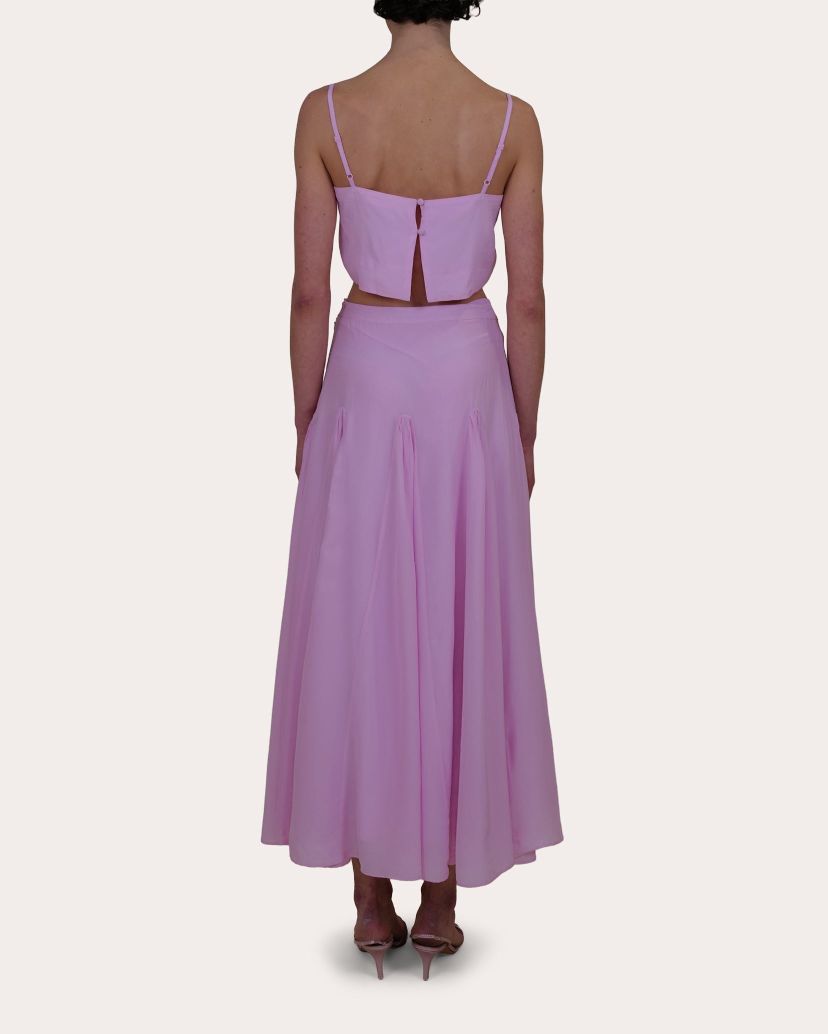 Sienna Crepe de Chine Godet Midi Skirt