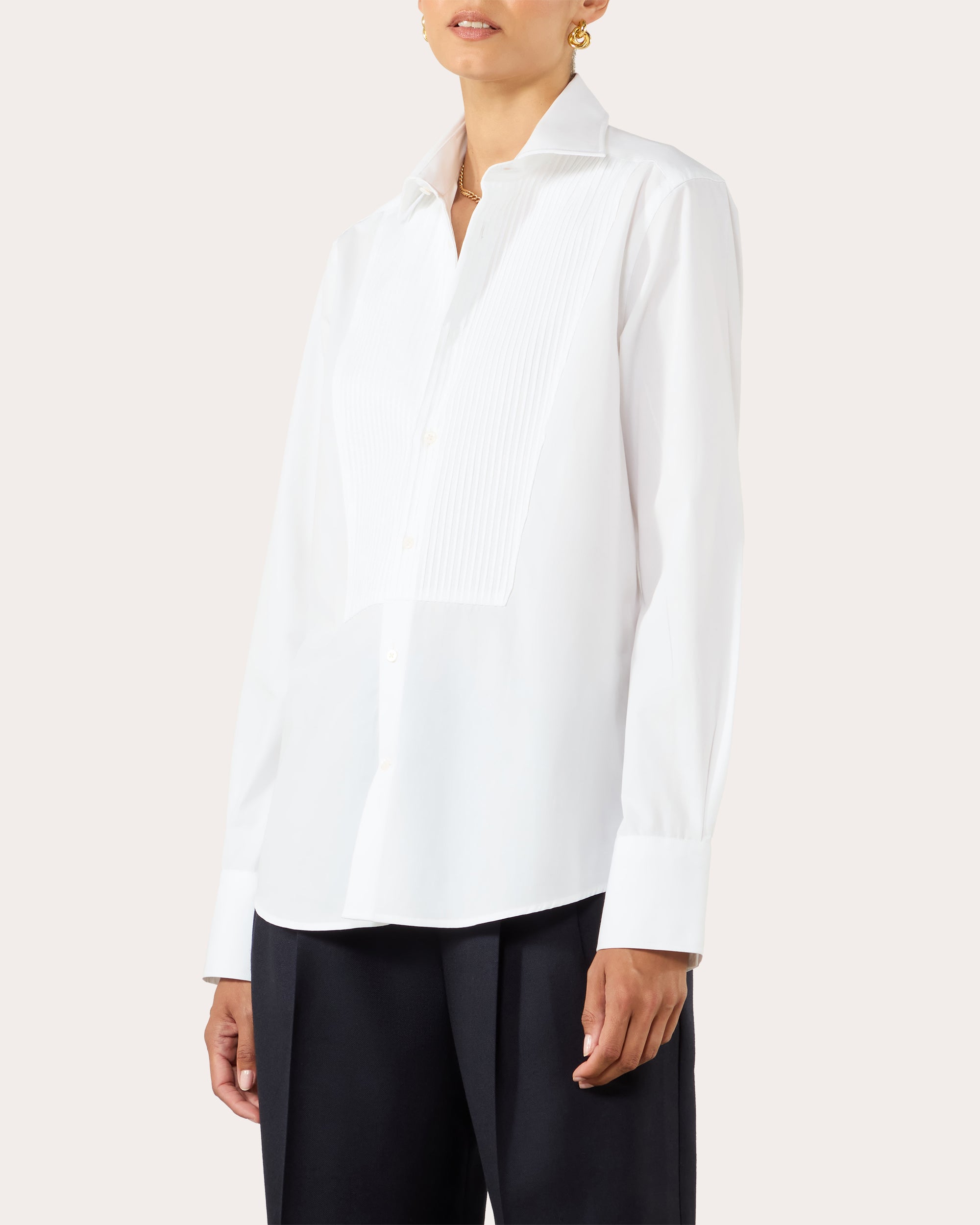 The Dress Cotton Poplin Pintucked Shirt