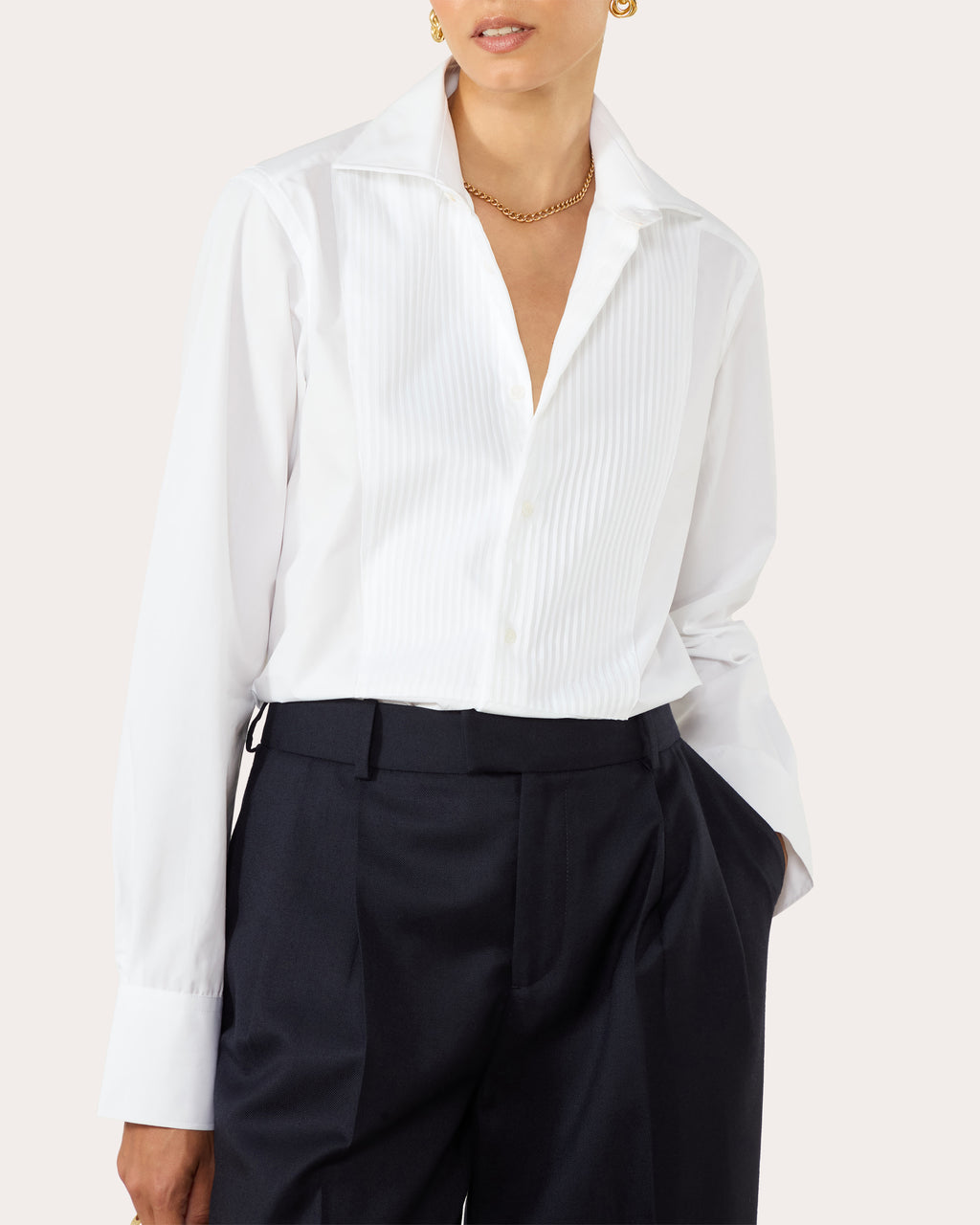 The Dress Cotton Poplin Pintucked Shirt