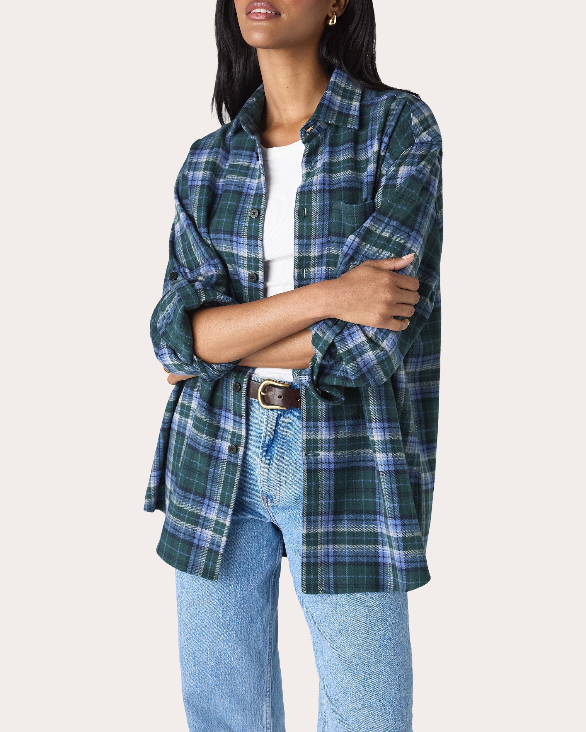 The Oversized Thick Brushed Plaid Button-Up