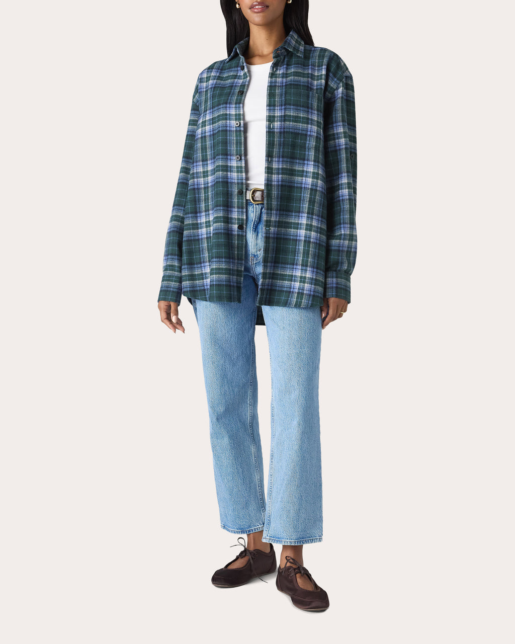 The Oversized Thick Brushed Plaid Button-Up
