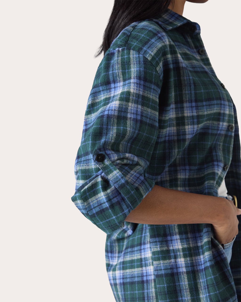 The Oversized Thick Brushed Plaid Button-Up