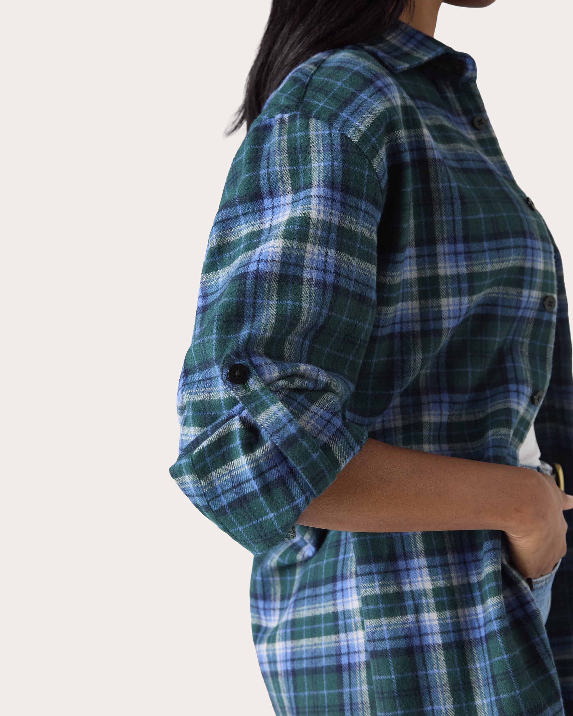 The Oversized Thick Brushed Plaid Button-Up