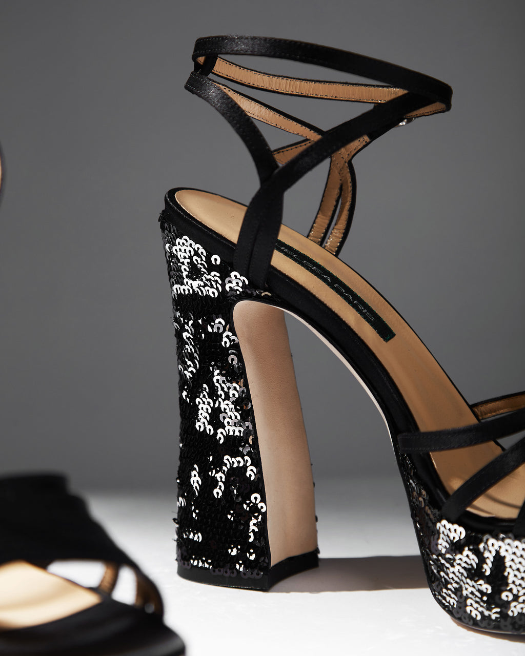 Tems Sequin-Embellished Satin Platform Sandal