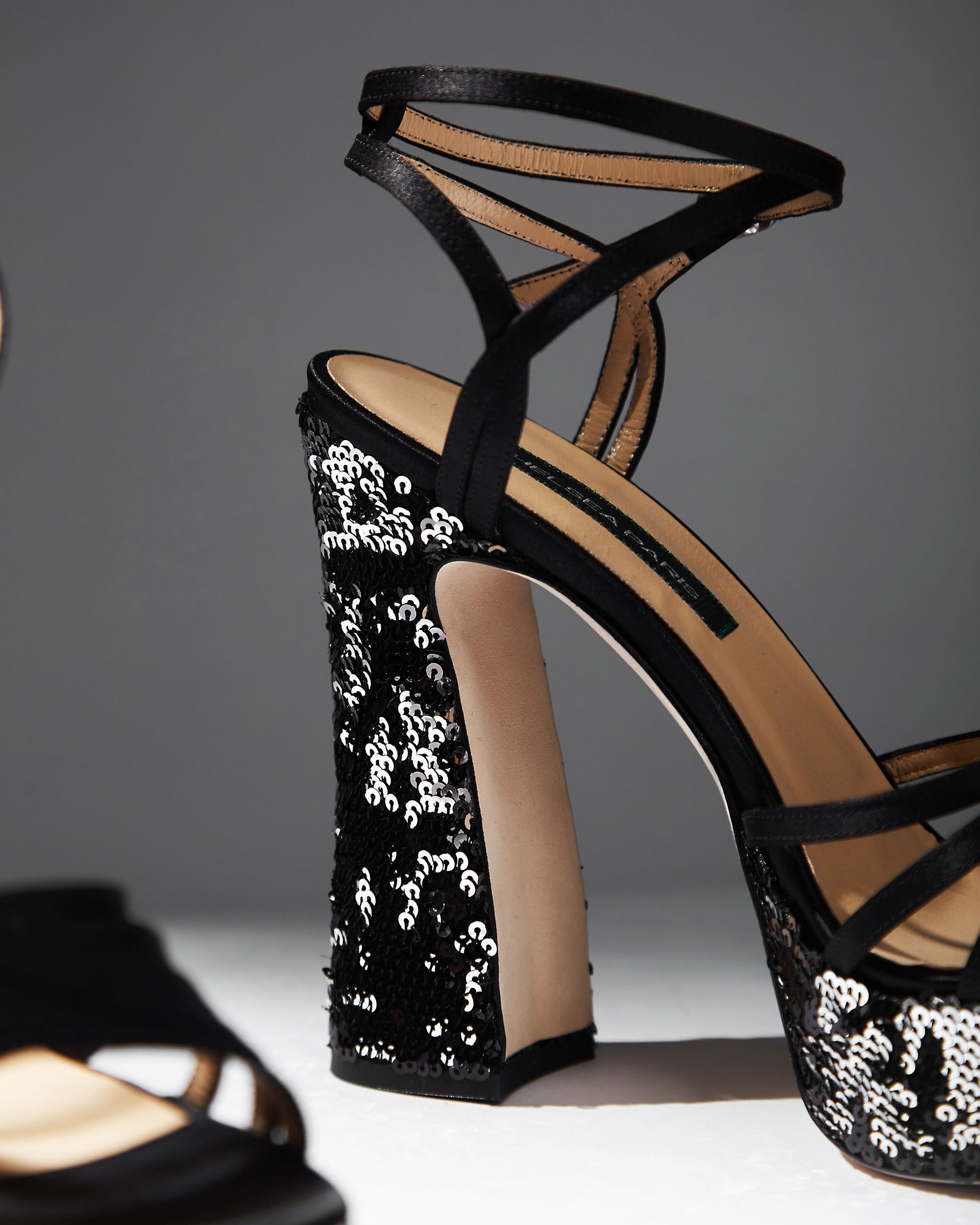 Tems Sequin-Embellished Satin Platform Sandal