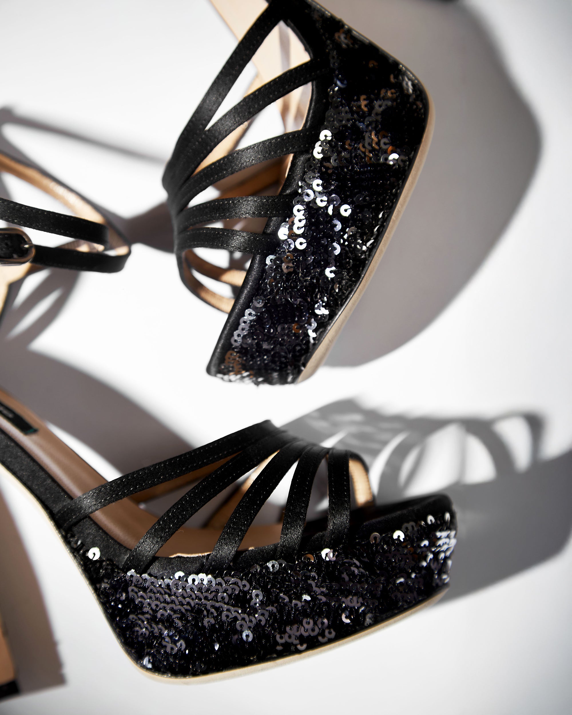 Tems Sequin-Embellished Satin Platform Sandal