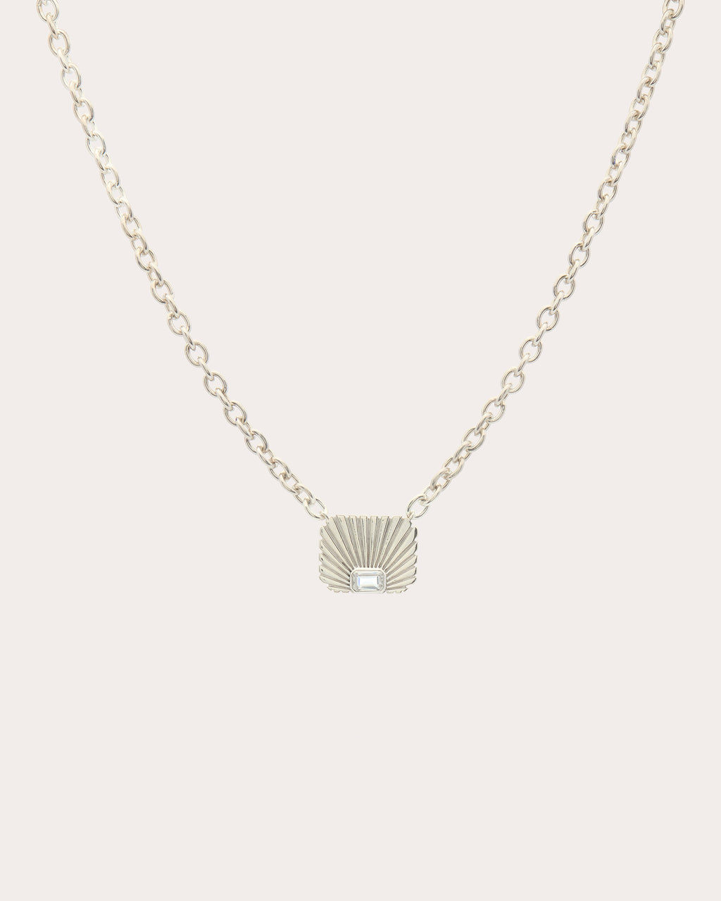 White Topaz Ray of Light Solitaire Necklace