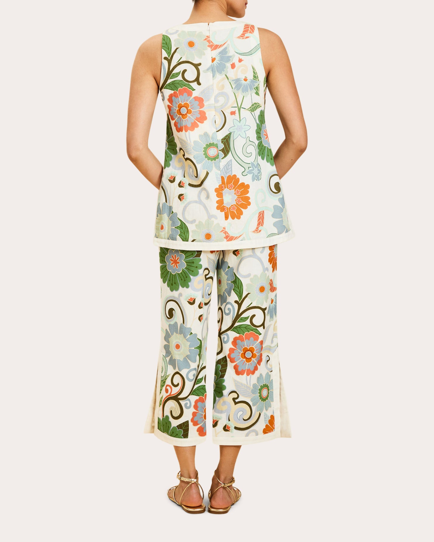 Judah Floral Cotton Cropped Flare Pants