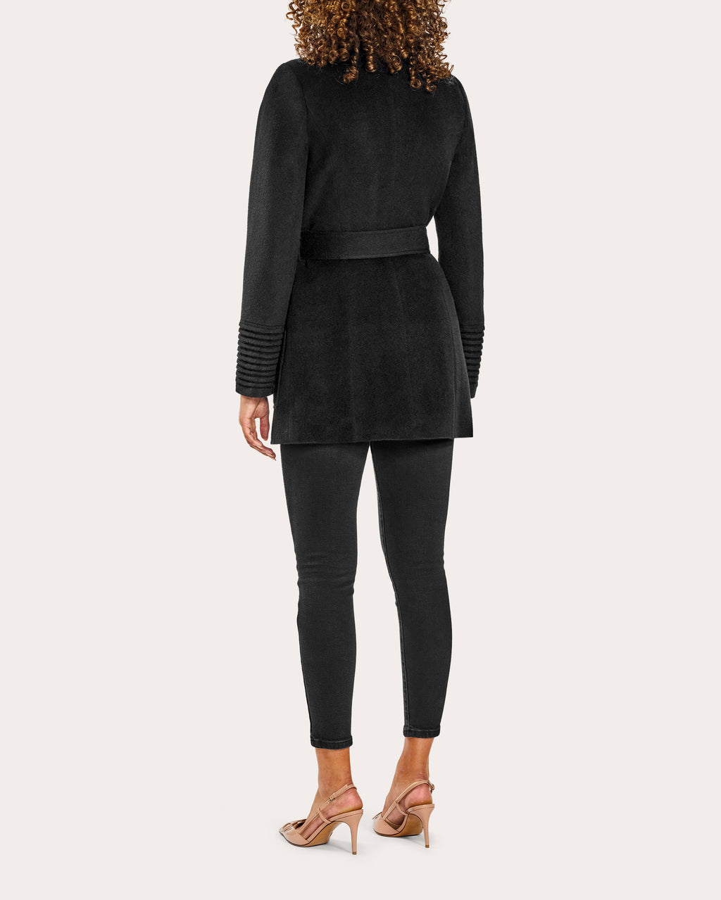 Baby Alpaca Cropped Wide Collar Wrap Coat
