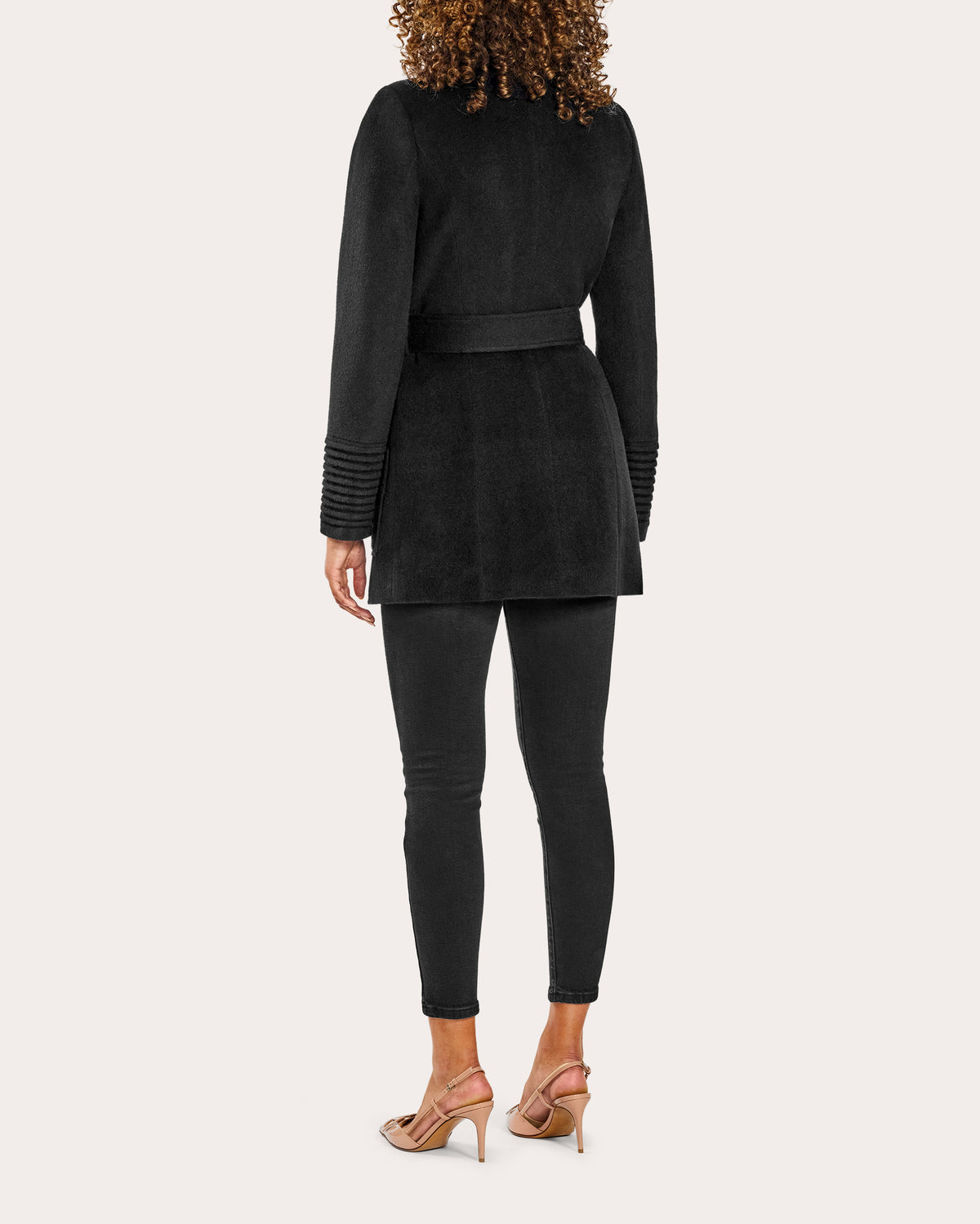 Baby Alpaca Cropped Wide Collar Wrap Coat