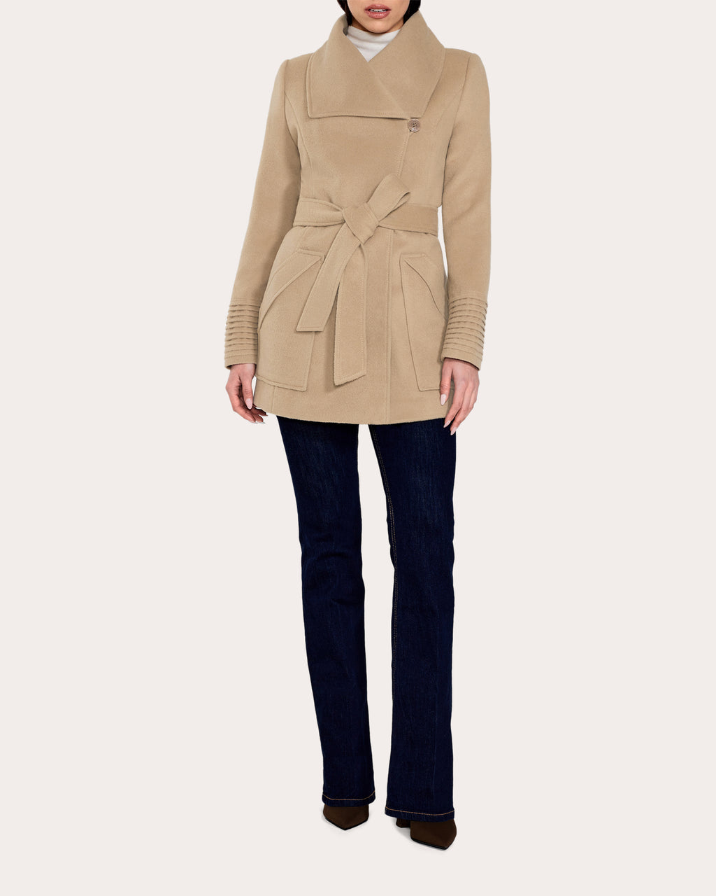 Wide-Collar Wrap Coat