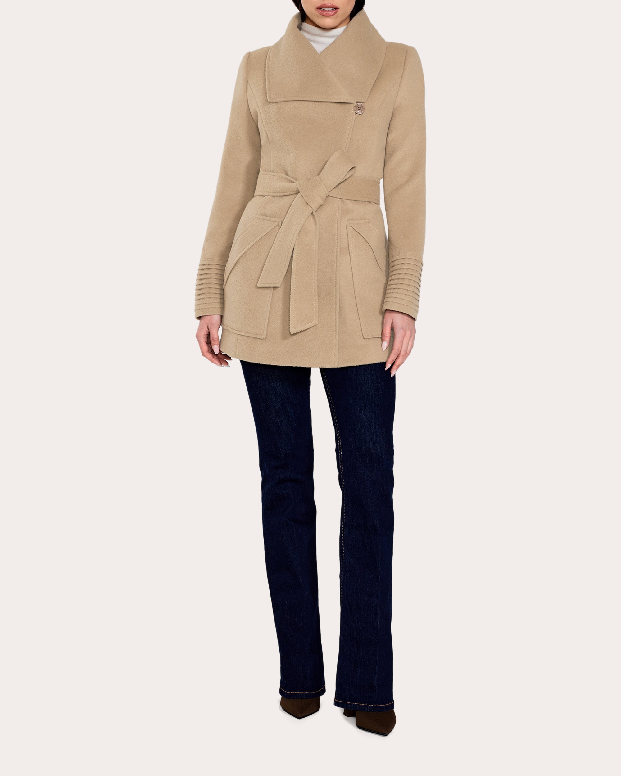 Wide-Collar Wrap Coat