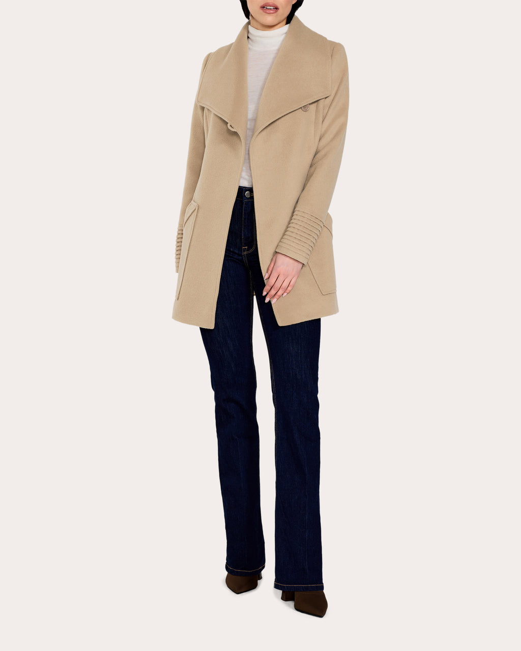 Wide-Collar Wrap Coat