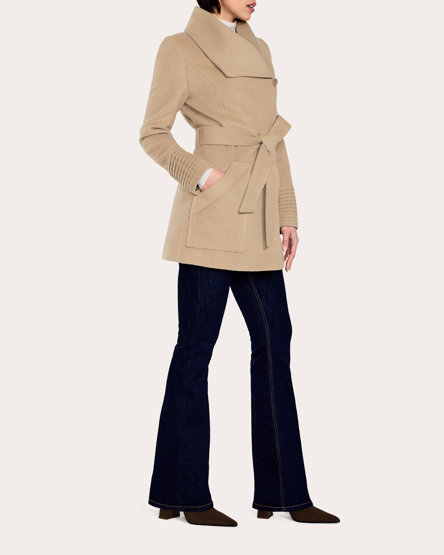 Wide-Collar Wrap Coat