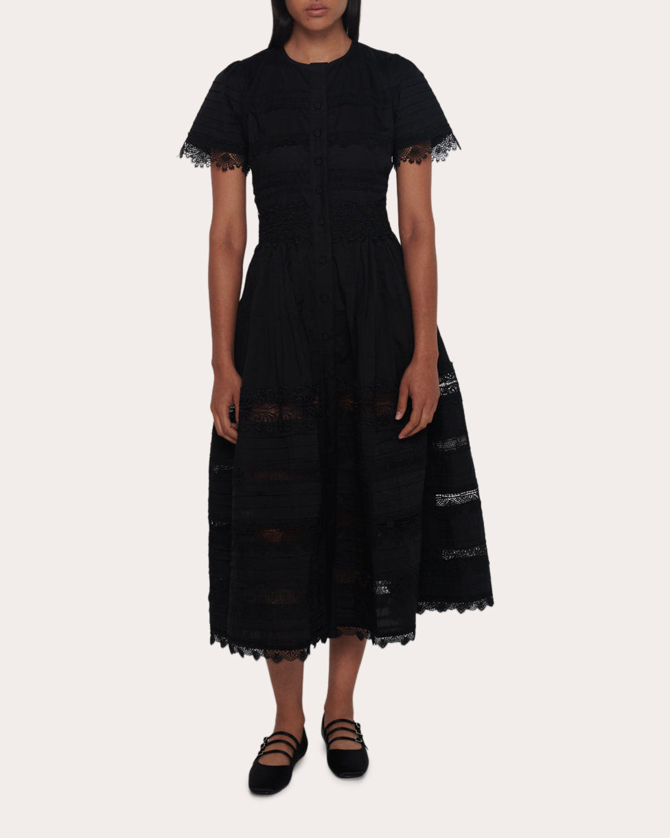 Camila Crochet Lace Pintucked Midi Dress