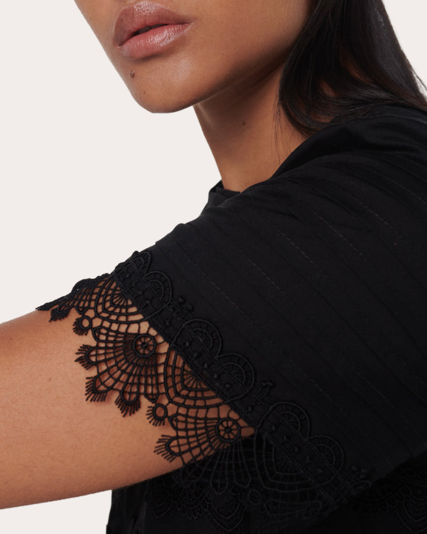Camila Crochet Lace Pintucked Midi Dress