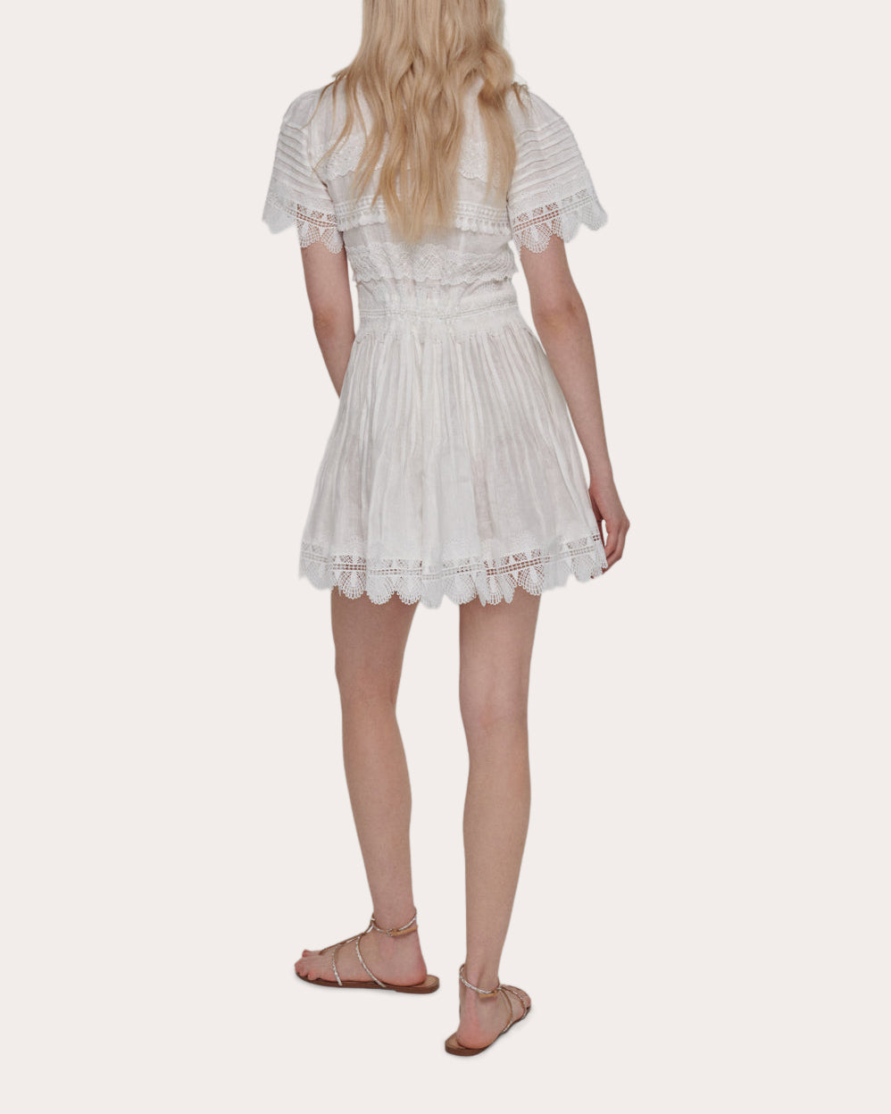Violetta Lace Linen Pintucked Mini Dress