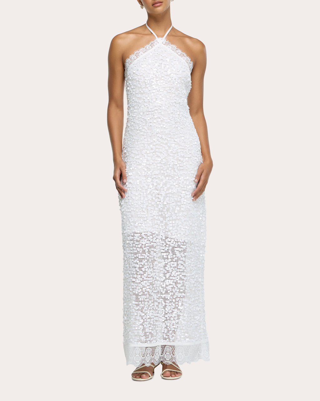 Blair Sequin Mesh Halter Maxi Dress
